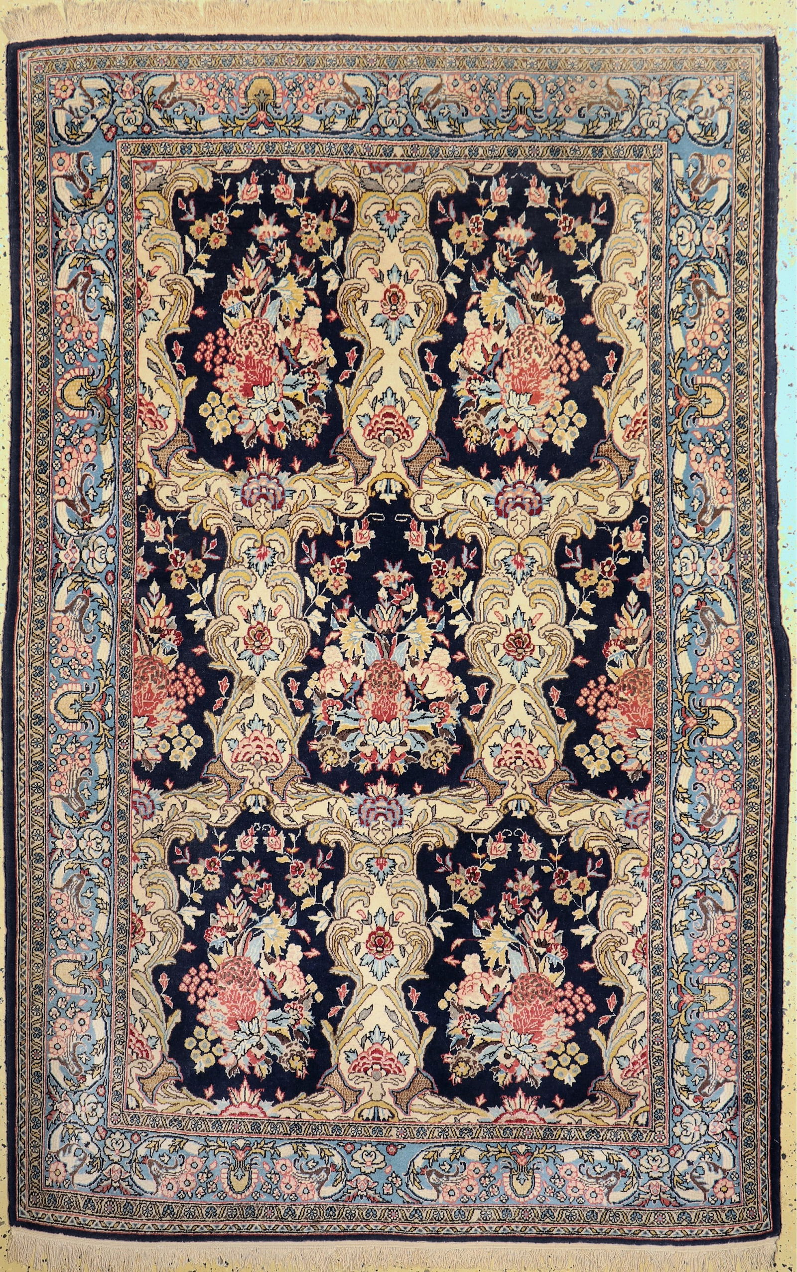 Qum old, Persia, around 1960, wool with silk, approx. 220 (1 of 6)