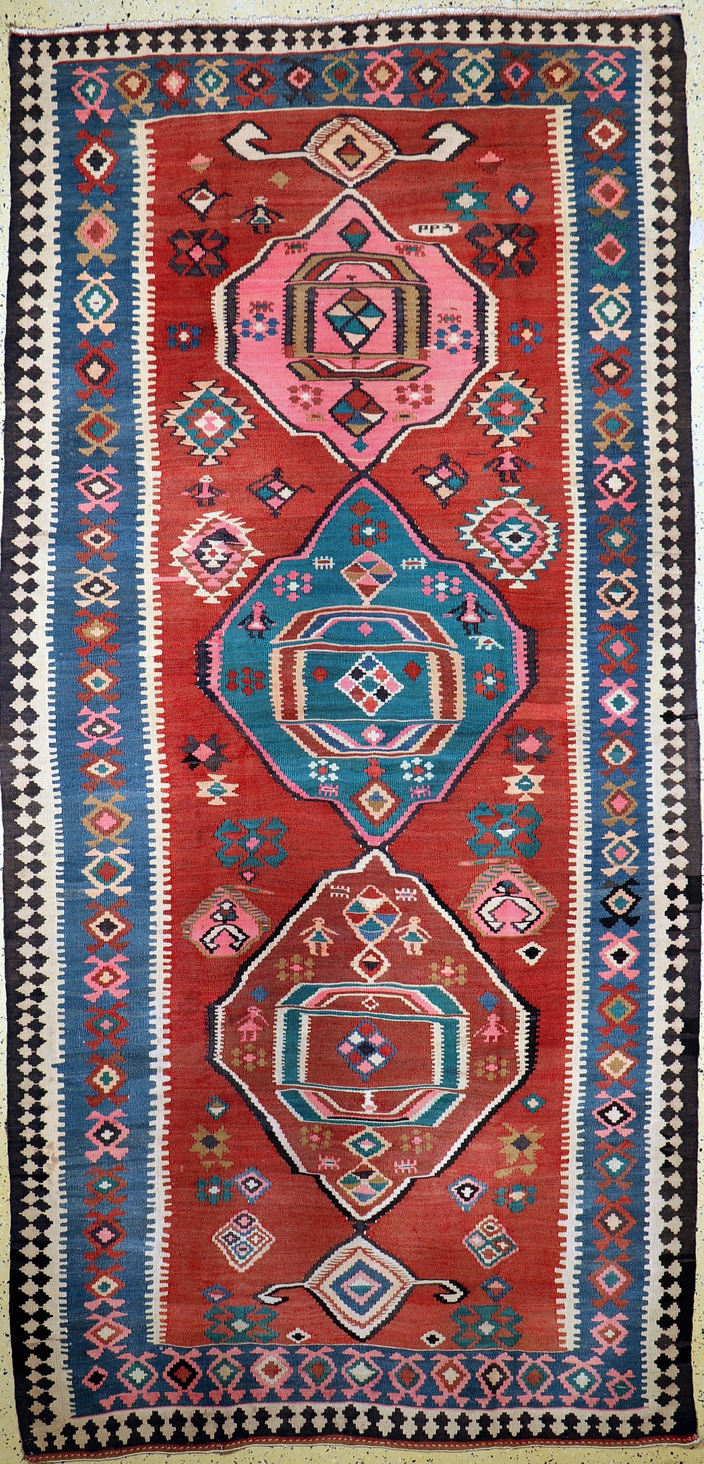 Bijar Kilim, Persia, around 1940/1950, wool oncotton (1 of 6)