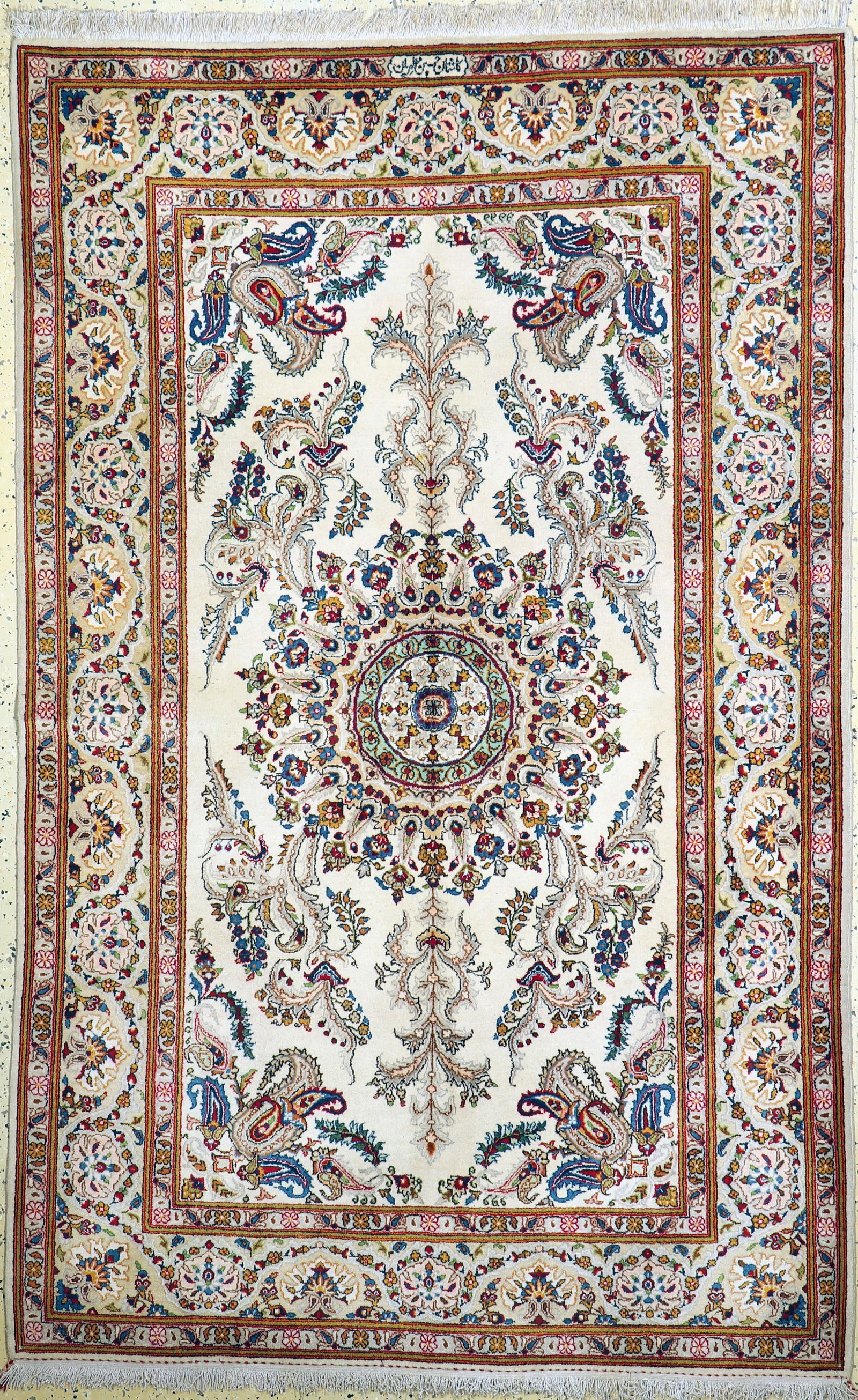 Kashan old signed, Persia, around 1950, wool on cotton (1 of 6)