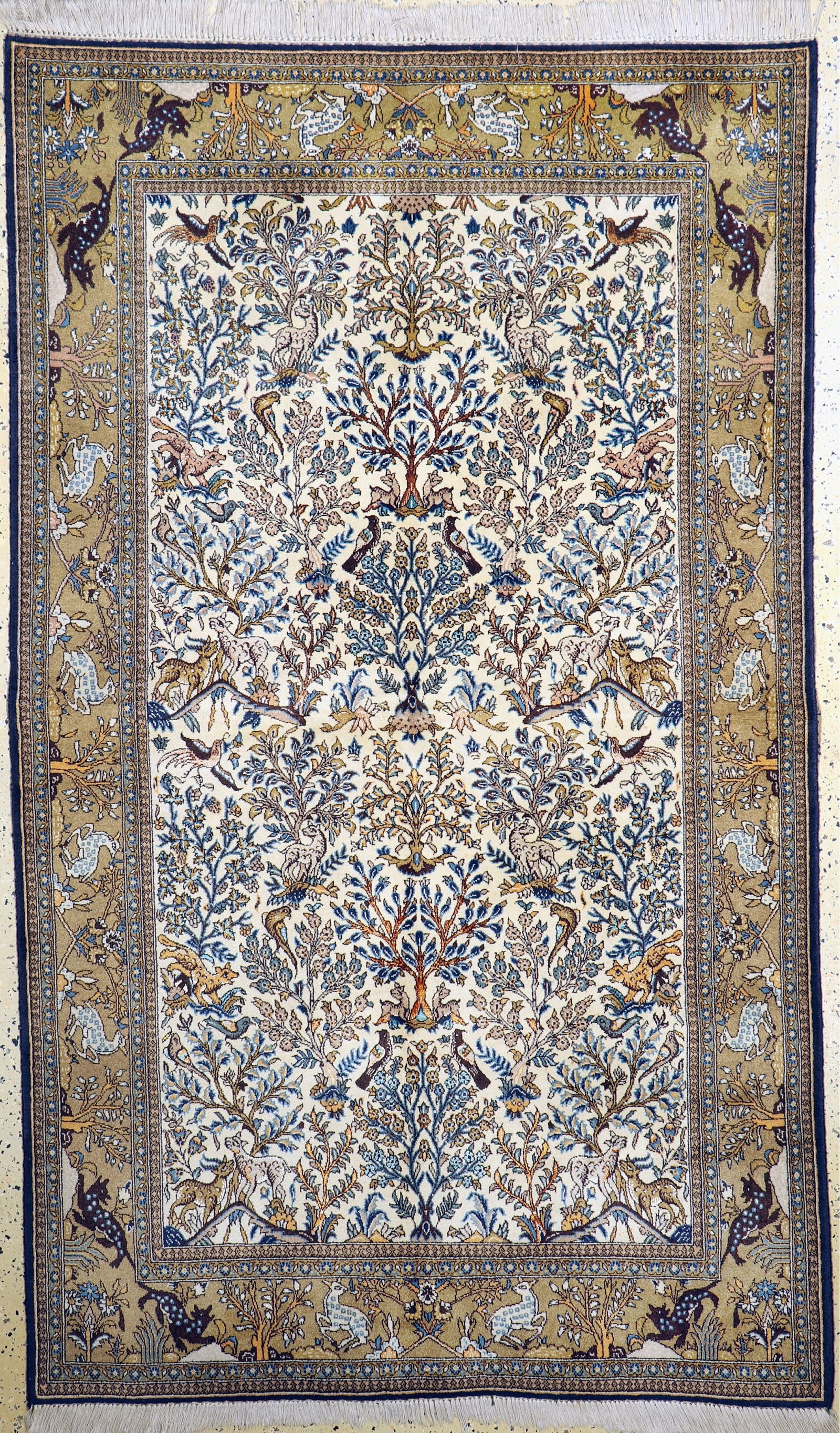 Qum old, Persia, around 1950, wool with silk, approx. 230 (1 of 7)