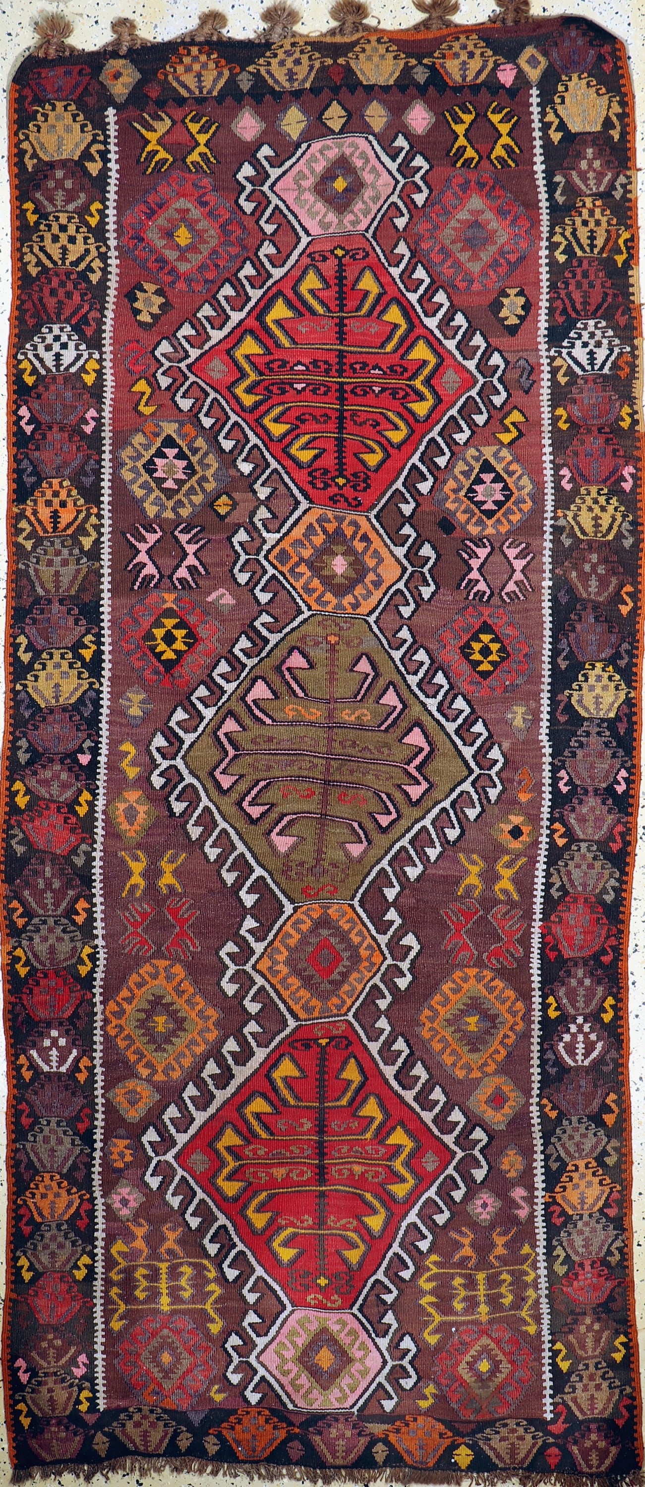 Anatol Kilim, Turkey, around 1950, wool on wool: Anatol Kilim, Turkey, around 1950, wool on wool, approx. 270 x 120 cm, condition: 2. Rugs, Carpets & Flatweaves