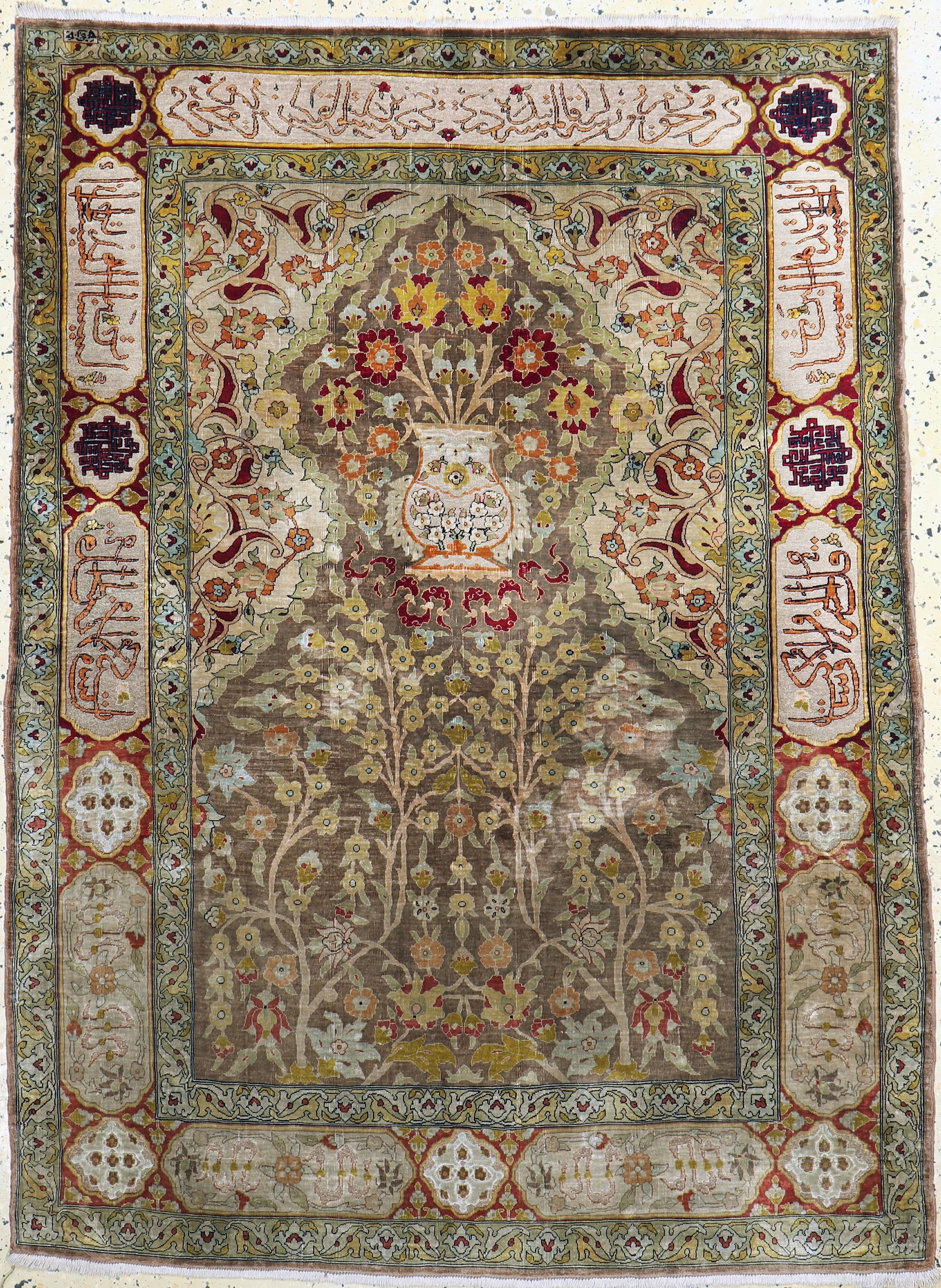 Hereke silk fine, Turkey, signed, mid-20th century (1 of 7)