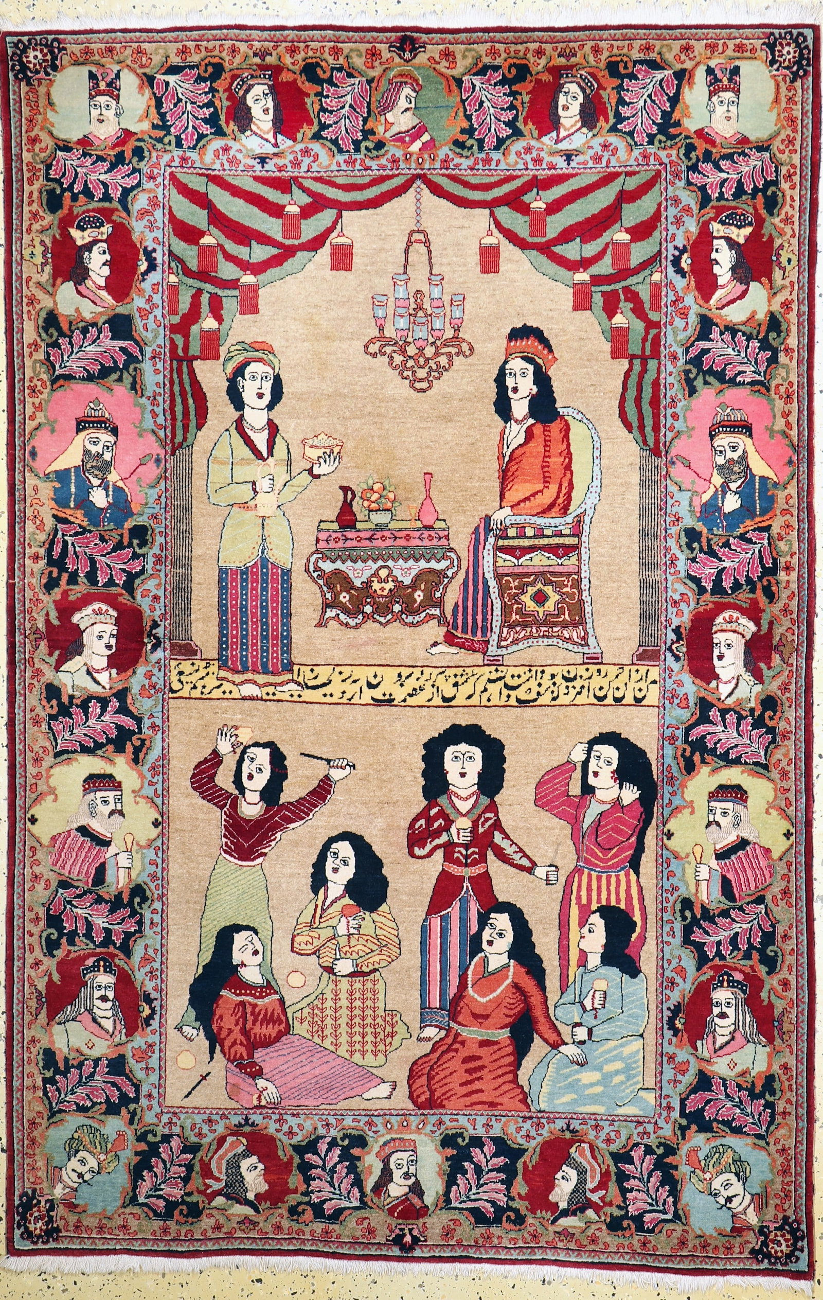 Kashan old#'Yusuf & Suleika#', Persia, around 1920/1930: Kashan old#'Yusuf & Suleika#', Persia, around 1920/1930, wool on cotton, approx. 210 x 138 cm, condition: 1-2. Rugs, Carpets & Flat weaves.