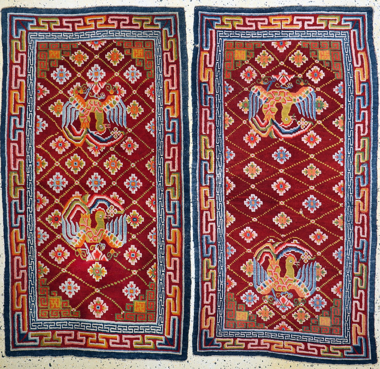 2 Lot Tibet Khaden, around 1920, wool on cotton (1 of 10)