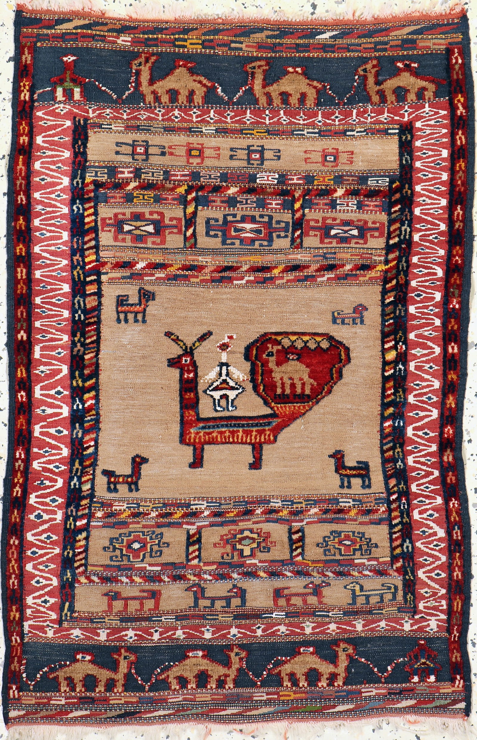 Kordi Kilim#'relief#'antique, Persia, around 1900, wool (1 of 6)