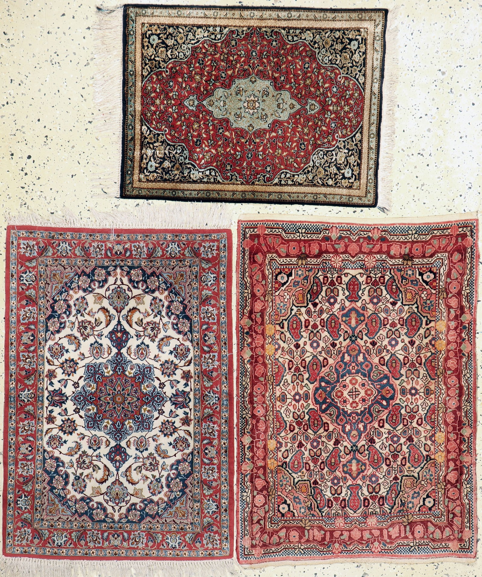 Mixed lot, Qum silk, approx. 73 x 54 cm, Isfahan (1 of 7)