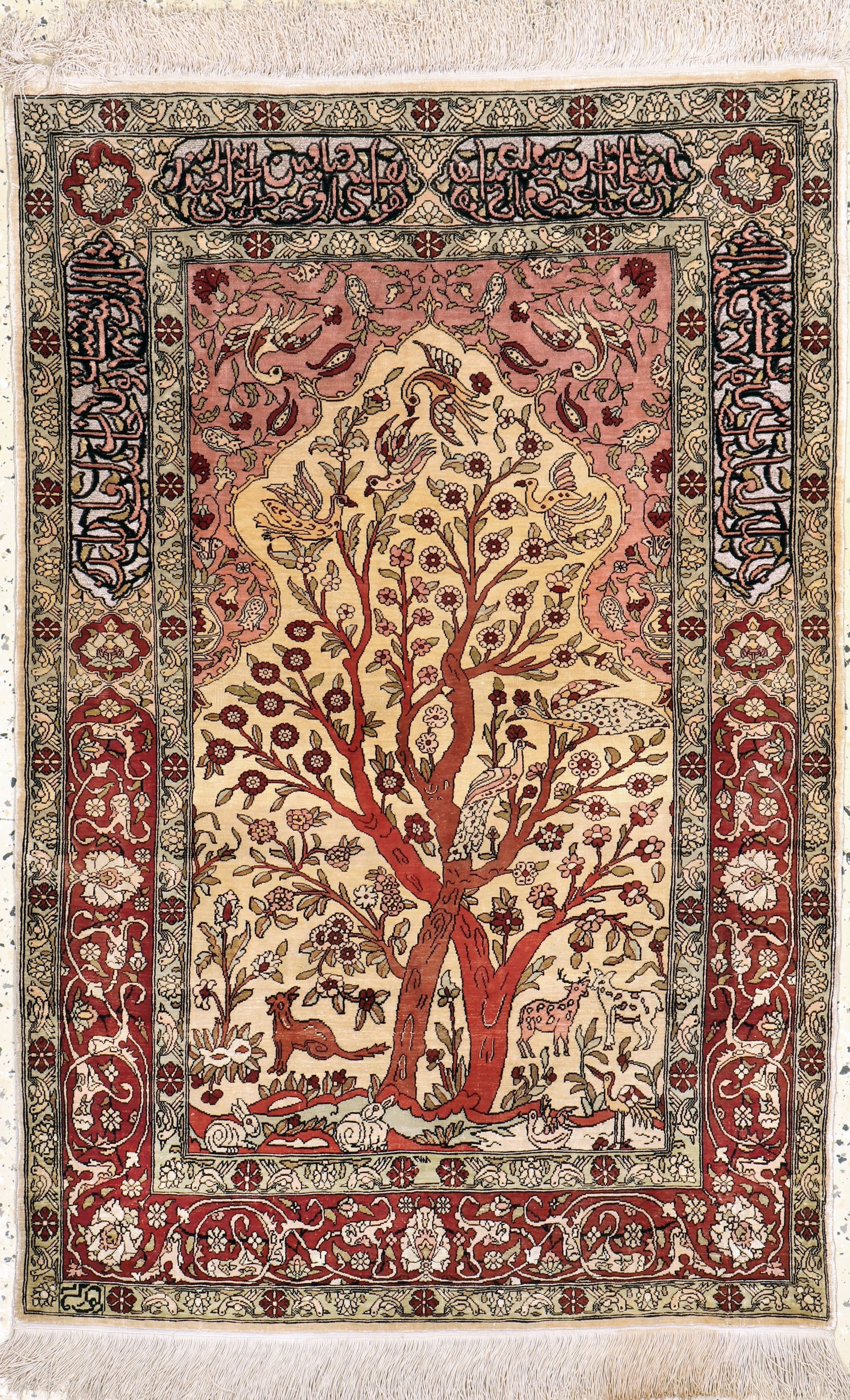 Hereke silk finely signed, Turkey, mid-20th century (1 of 6)