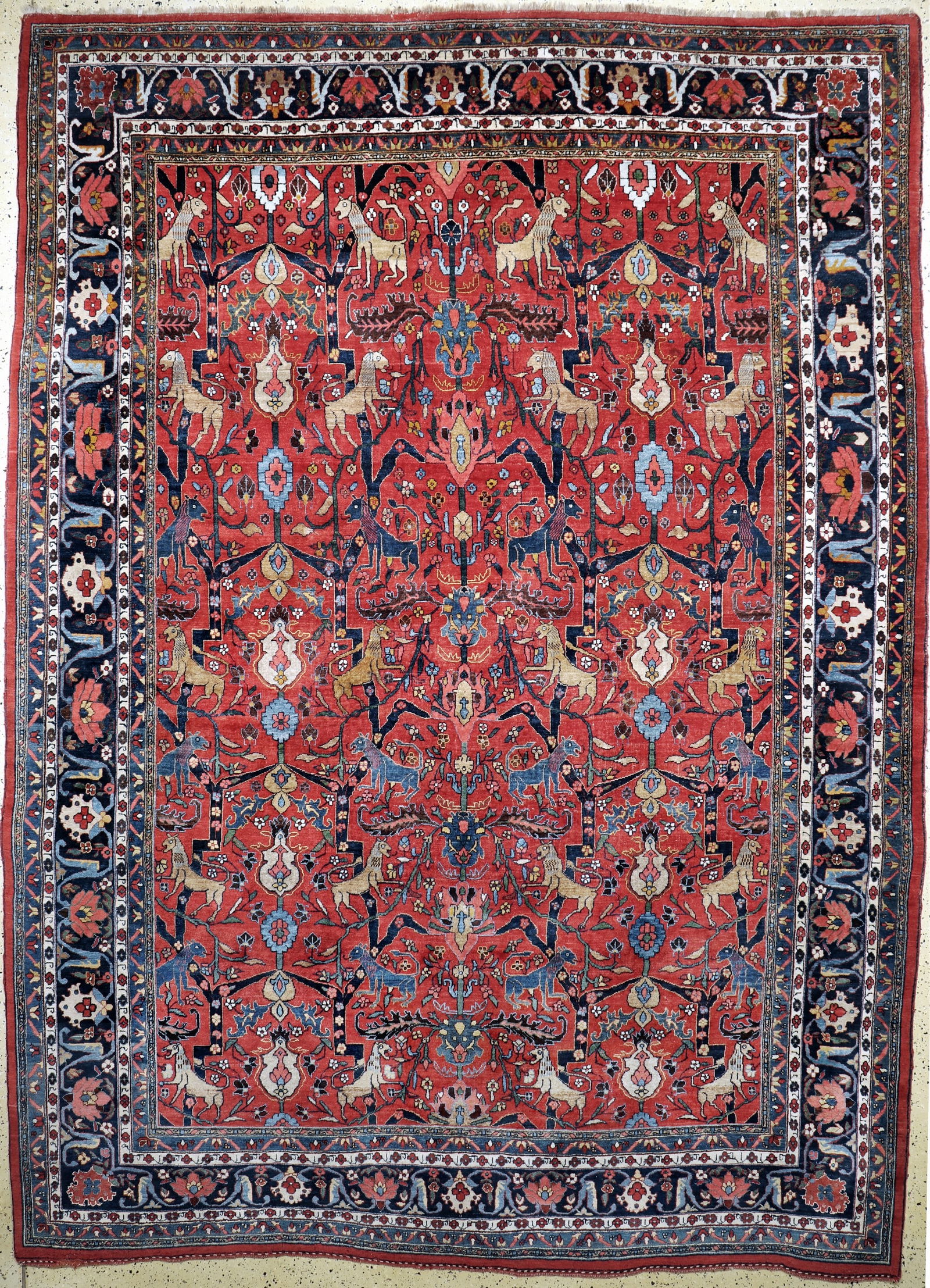 Antique Bijar, Persia, around 1900, wool on wool (1 of 9)