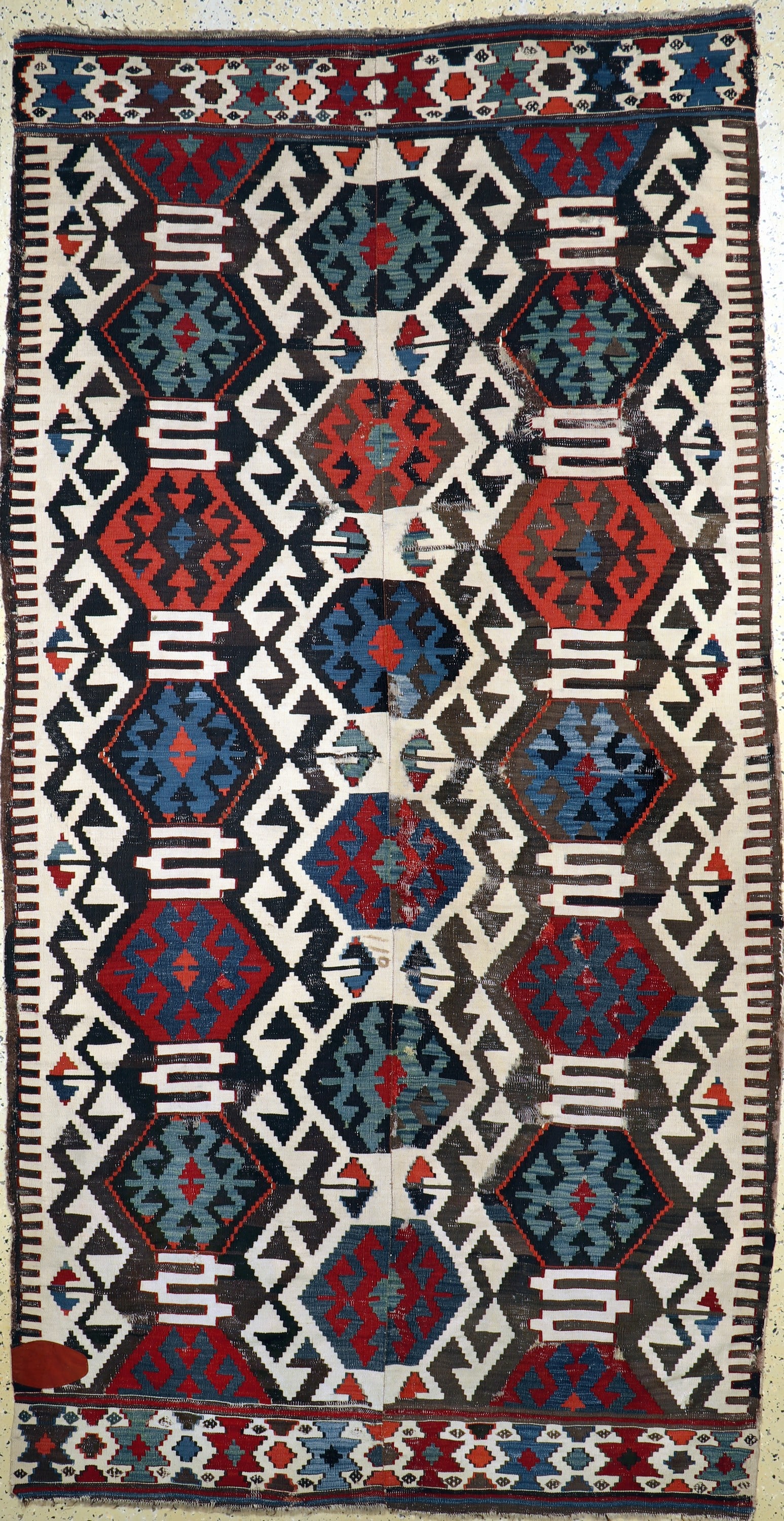 #'Aydin#'Kilim antique, Turkey, 19th century, wool on (1 of 7)