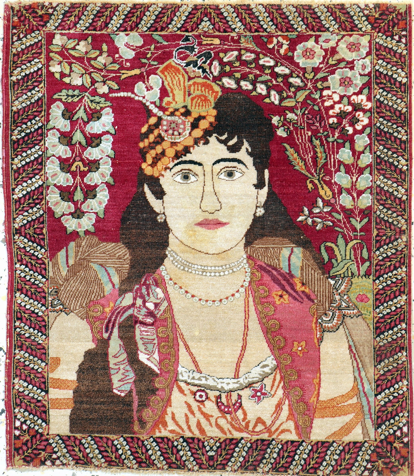 Kirman Lawar antique, Persia, 19th century, wool on (1 of 5)