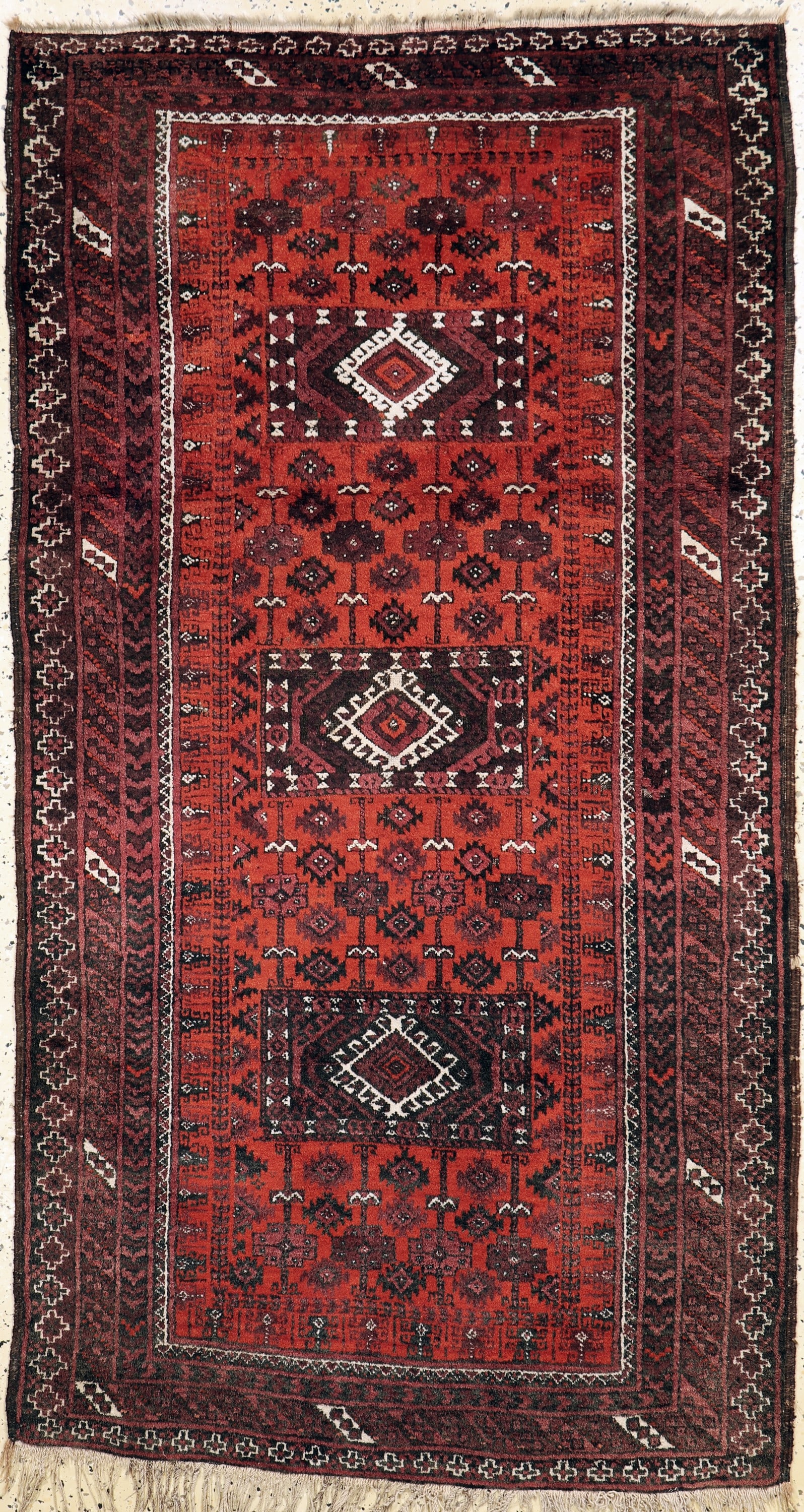 Baloch Antique, Afghanistan, around 1900, woolon wool: Baloch Antique, Afghanistan, around 1900, woolon wool, approx. 190 x 106 cm, condition: 2-3.Rugs, Carpets & Flatweaves