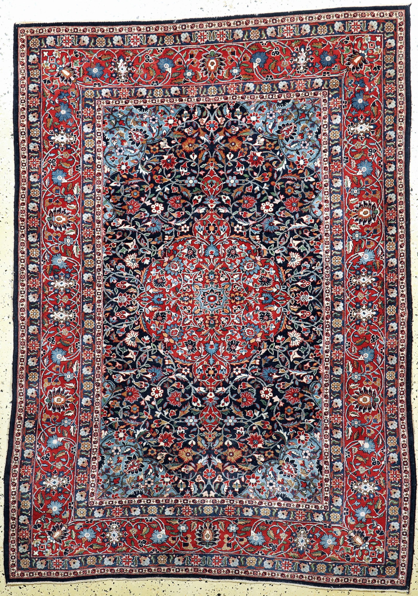 Kashan cork fine, Persia, mid -20th century, corkwool on: Kashan cork fine, Persia, mid -20th century, corkwool on cotton, approx. 196 x 140 cm, cleaned, condition: 2. Rugs, Carpets and Flatweaves
