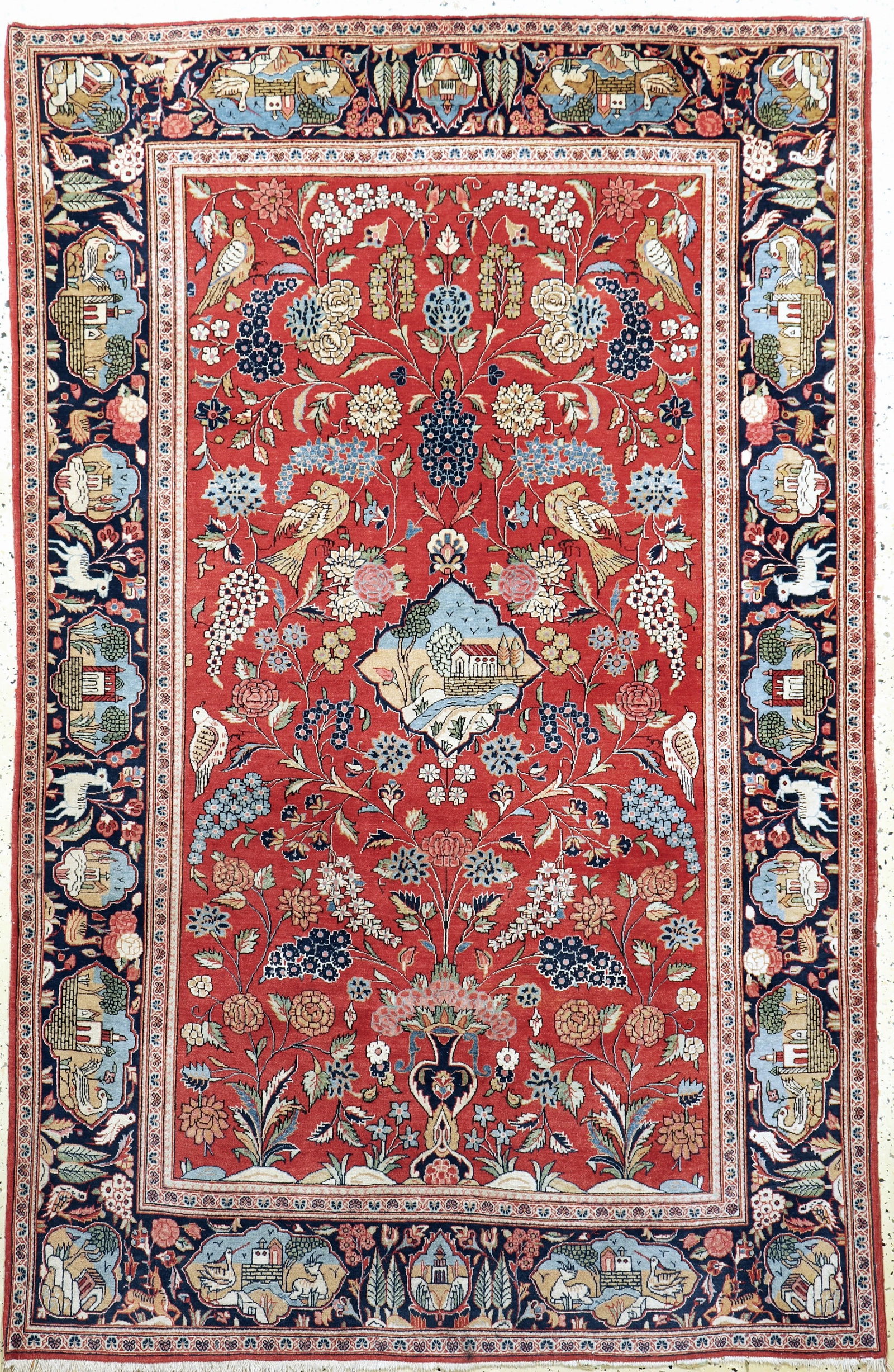 Kashan cork old, Persia, early 20th century, corkwool on: Kashan cork old, Persia, early 20th century, corkwool on cotton, approx. 205 x 133 cm, cleaned, condition: 2. Rugs, Carpets and Flatweaves