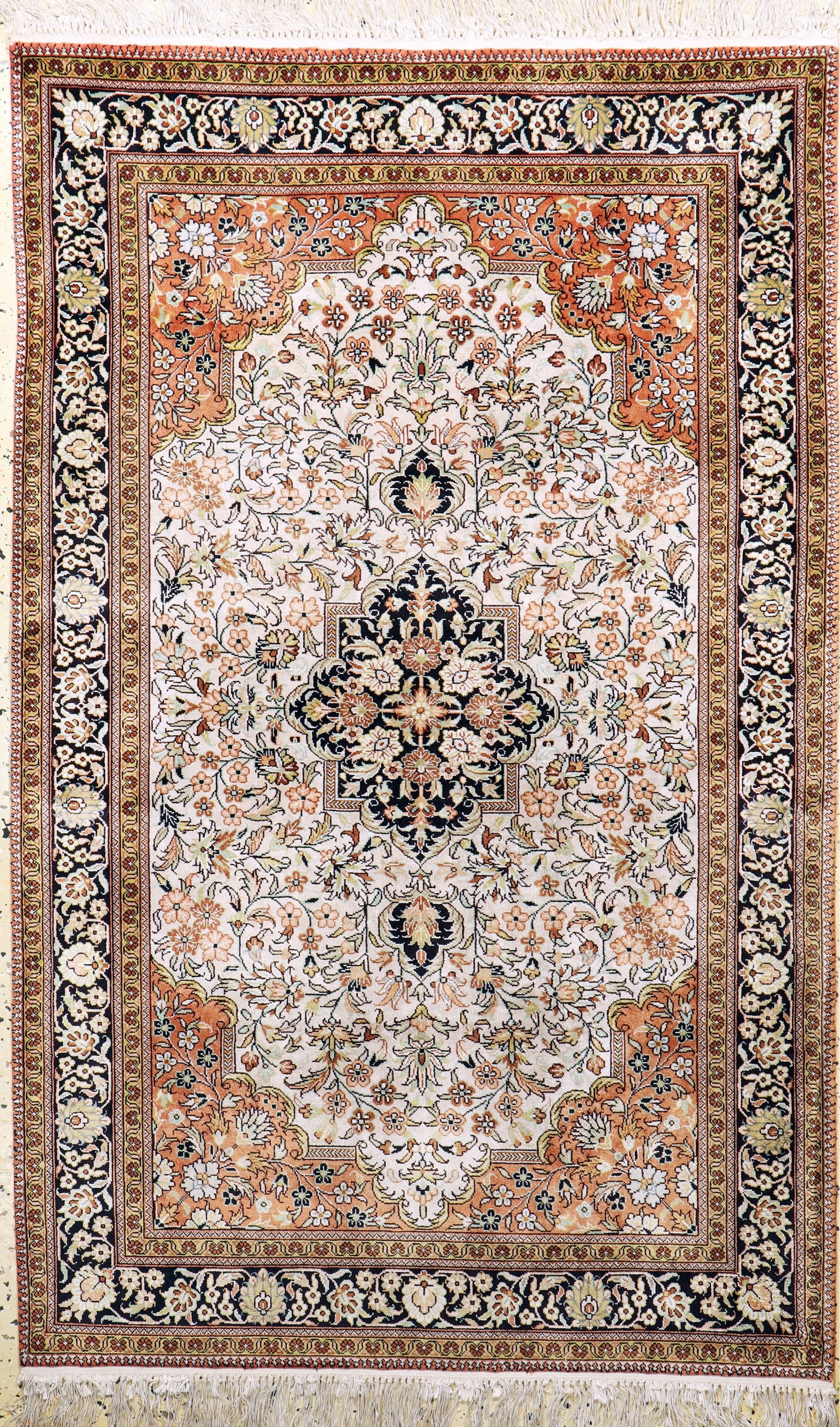 Qum silk, China, late 20th century, silk on cotton (1 of 6)