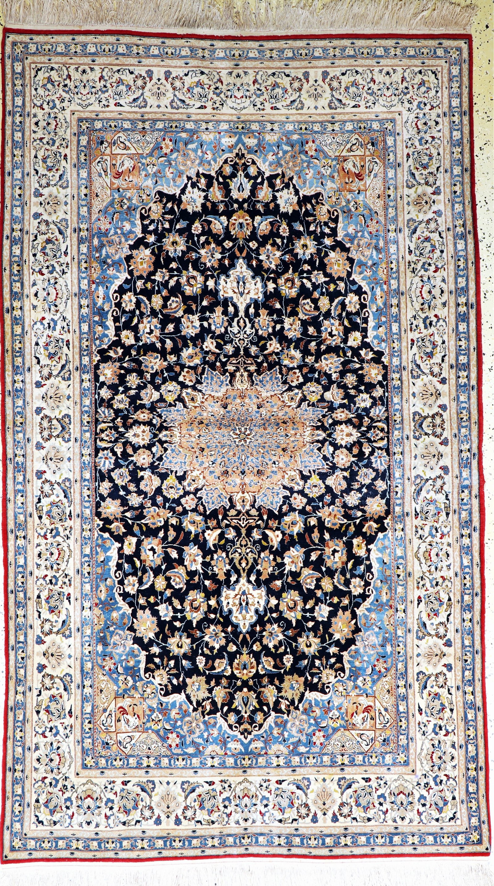 Nain # 'Tudeschk #' fine old, Persia, early 20th: Nain # 'Tudeschk #' fine old, Persia, early 20th century, corkwool with silk, approx. 260 x 151 cm, condition: 2, (small moth-trails), cleaned. Rugs, Carpets & Flatweaves