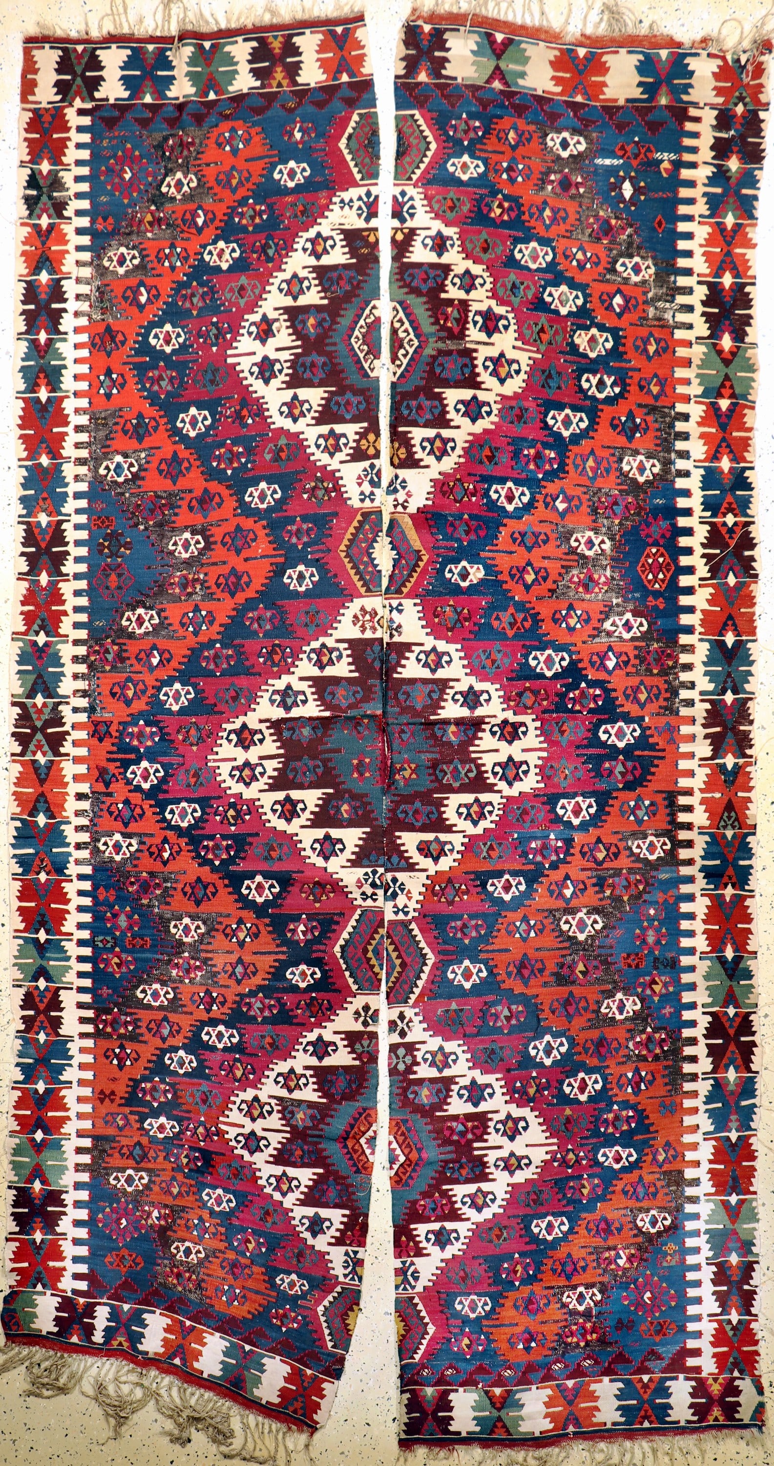 Konya Kilim antique, Turkey, 19th century, wool on: Konya Kilim antique, Turkey, 19th century, wool on wool, approx. 330 x 175 cm, condition:4. Rugs, Carpets & Flatweaves