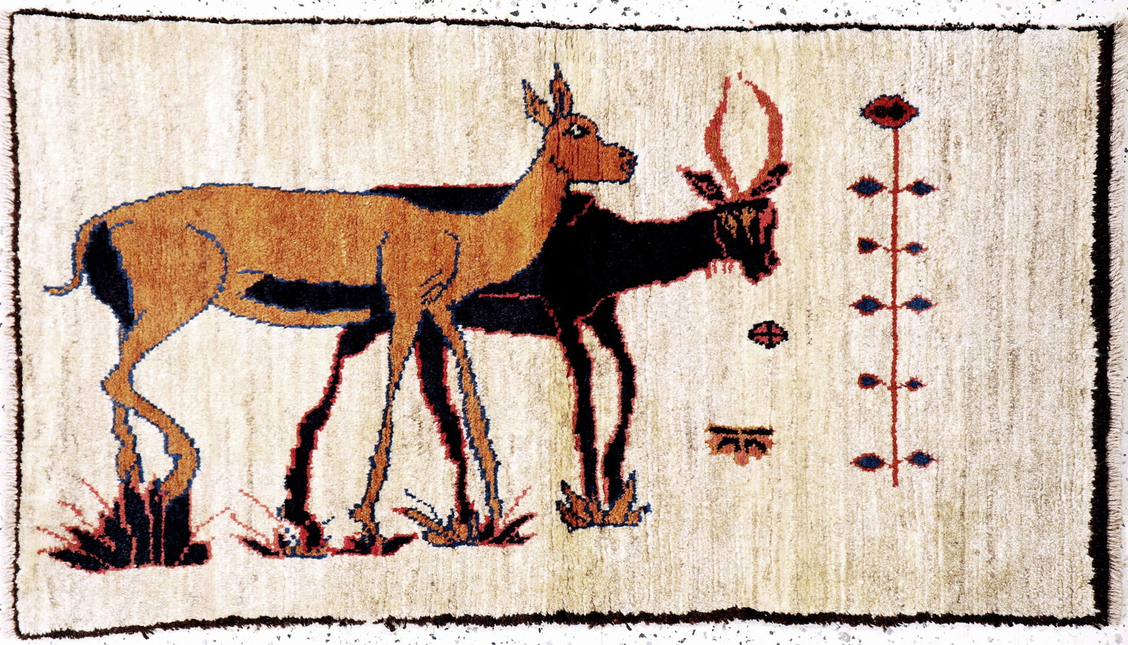 Gabbeh old, Persia, mid 20th century, wool on wool: Gabbeh old, Persia, mid 20th century, wool on wool, approx. 132 x 76 cm, condition: 2 (Shirazi missing). Rugs Carpets & Flatweaves condition Overall condition 1 almost perfect condition or as good as 