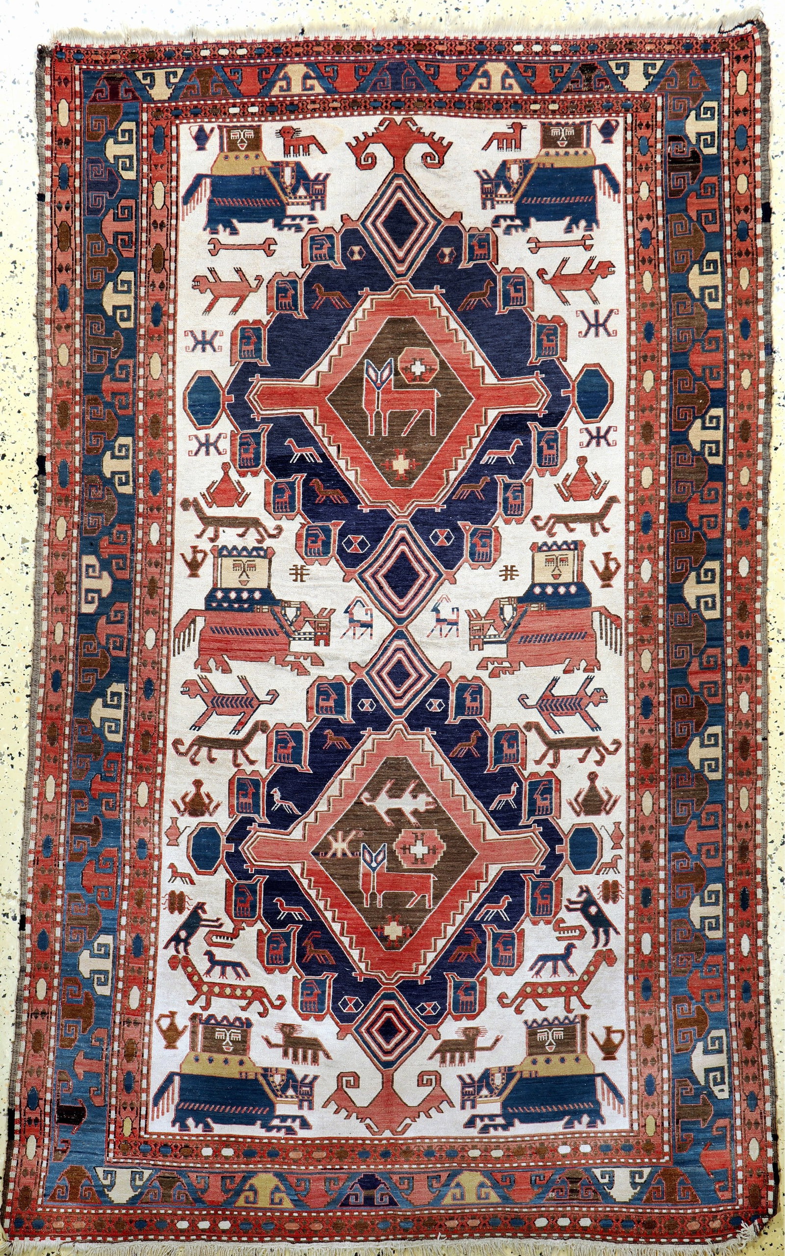 Sumakh, Azerbaijan, mid 20th century, wool on cotton: Sumakh, Azerbaijan, mid 20th century, wool on cotton, approx. 195 x 130 cm, condition: 2 (soiled). Rugs Carpets & Flatweaves condition Overall condition 1 almost perfect condition or as good as new. 2