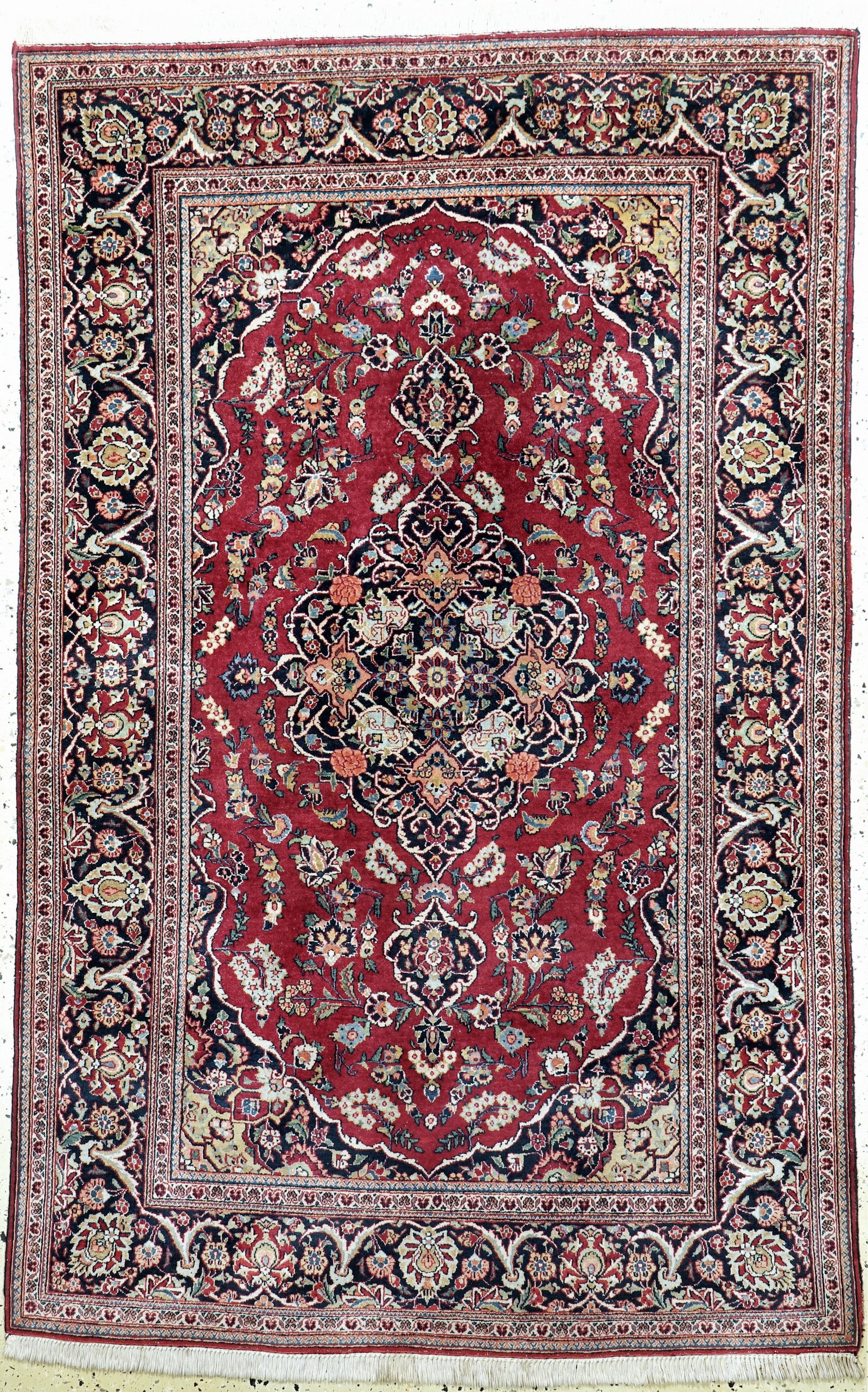 Antique Kashan, Persia, around 1900, corkwool,approx. 205: Antique Kashan, Persia, around 1900, corkwool,approx. 205 x 130 cm, condition: 2, fringes renewed. Rugs, Carpets and Flatweaves