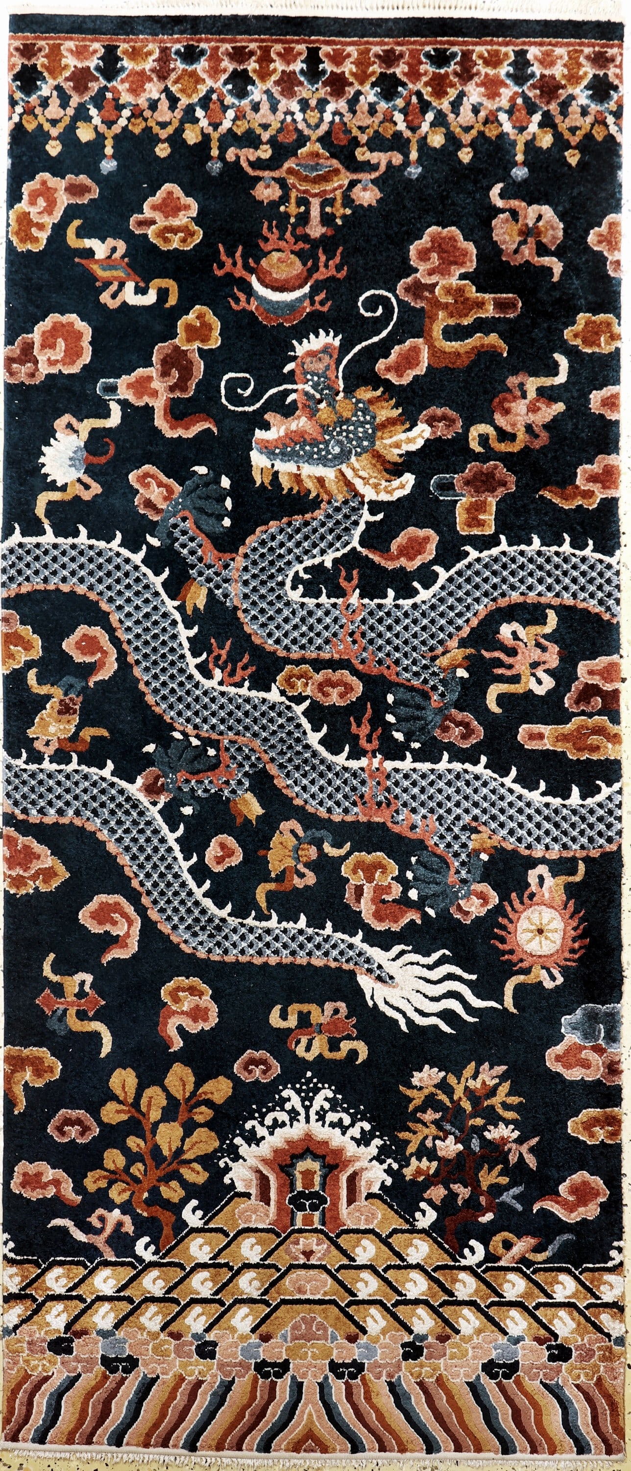 Beijing # 'Dragon-Carpet #' silk, China, mid- 20th (1 of 6)