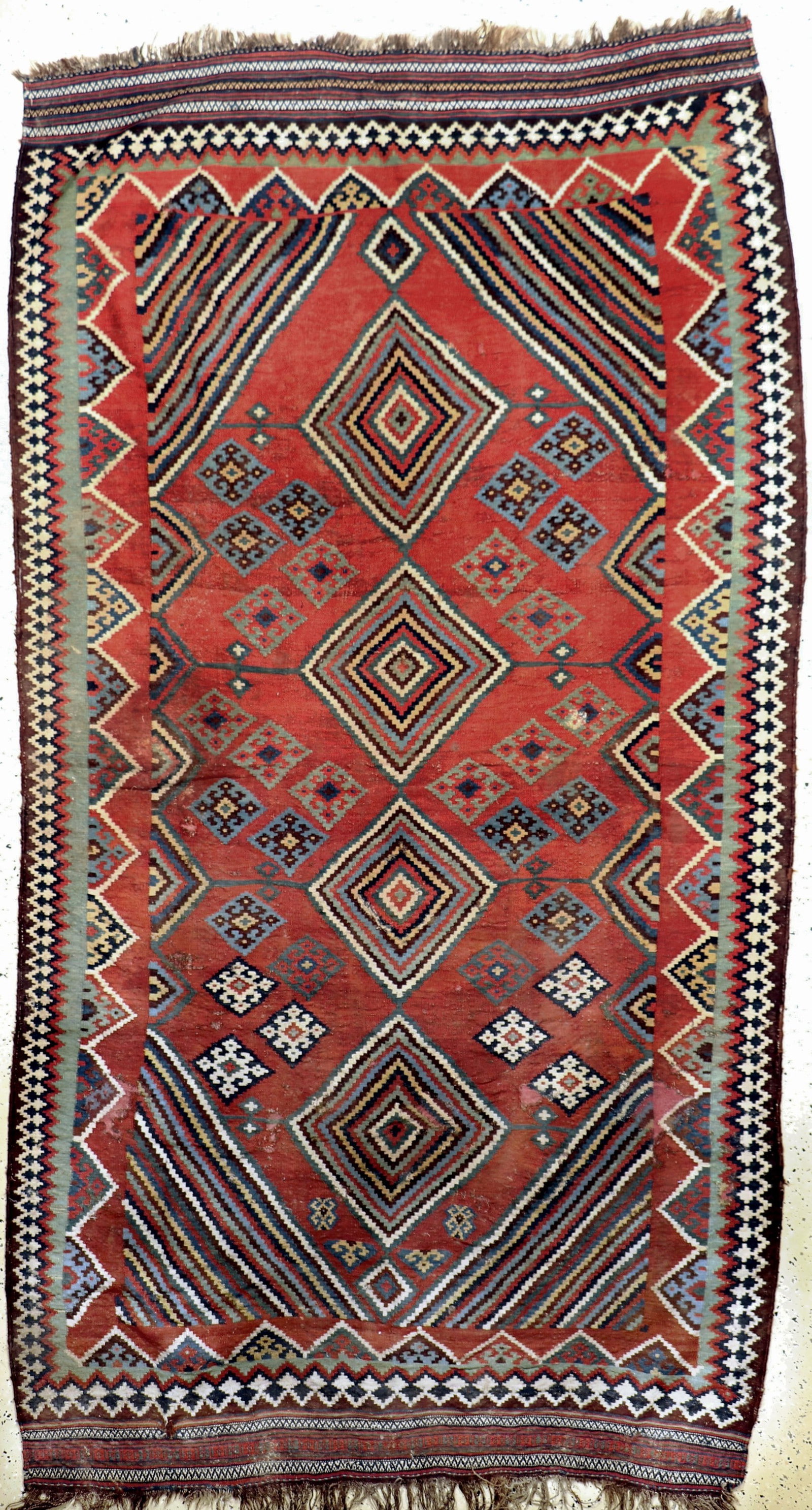 Ghashgai Kilim antique, Persia, 19th century, wool on: Ghashgai Kilim antique, Persia, 19th century, wool on wool, approx. 313 x 170 cm, condition:3, (restorations). Rugs, Carpets and Flatweaves