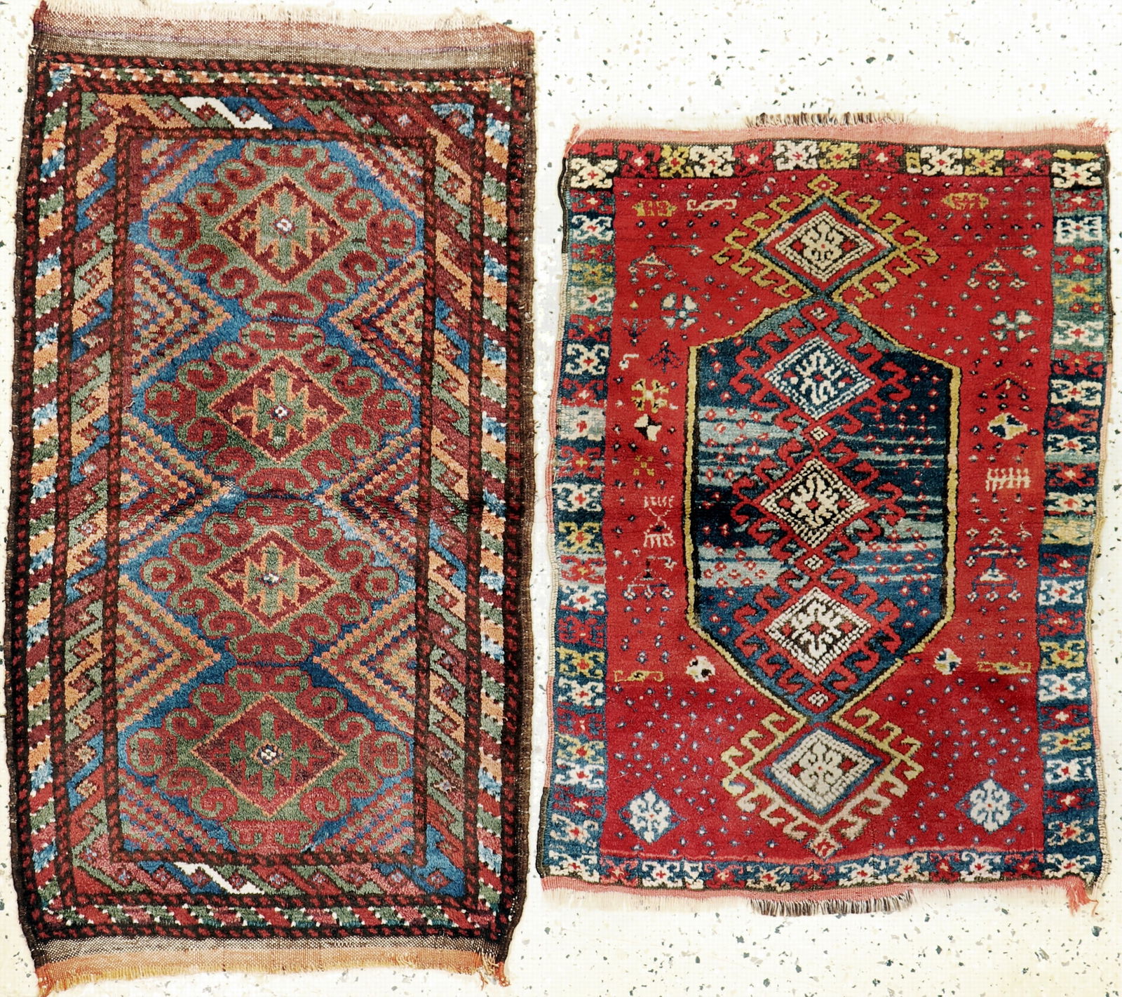 2 lots Yastik, Turkey, around 1900, wool on wool (1 of 5)