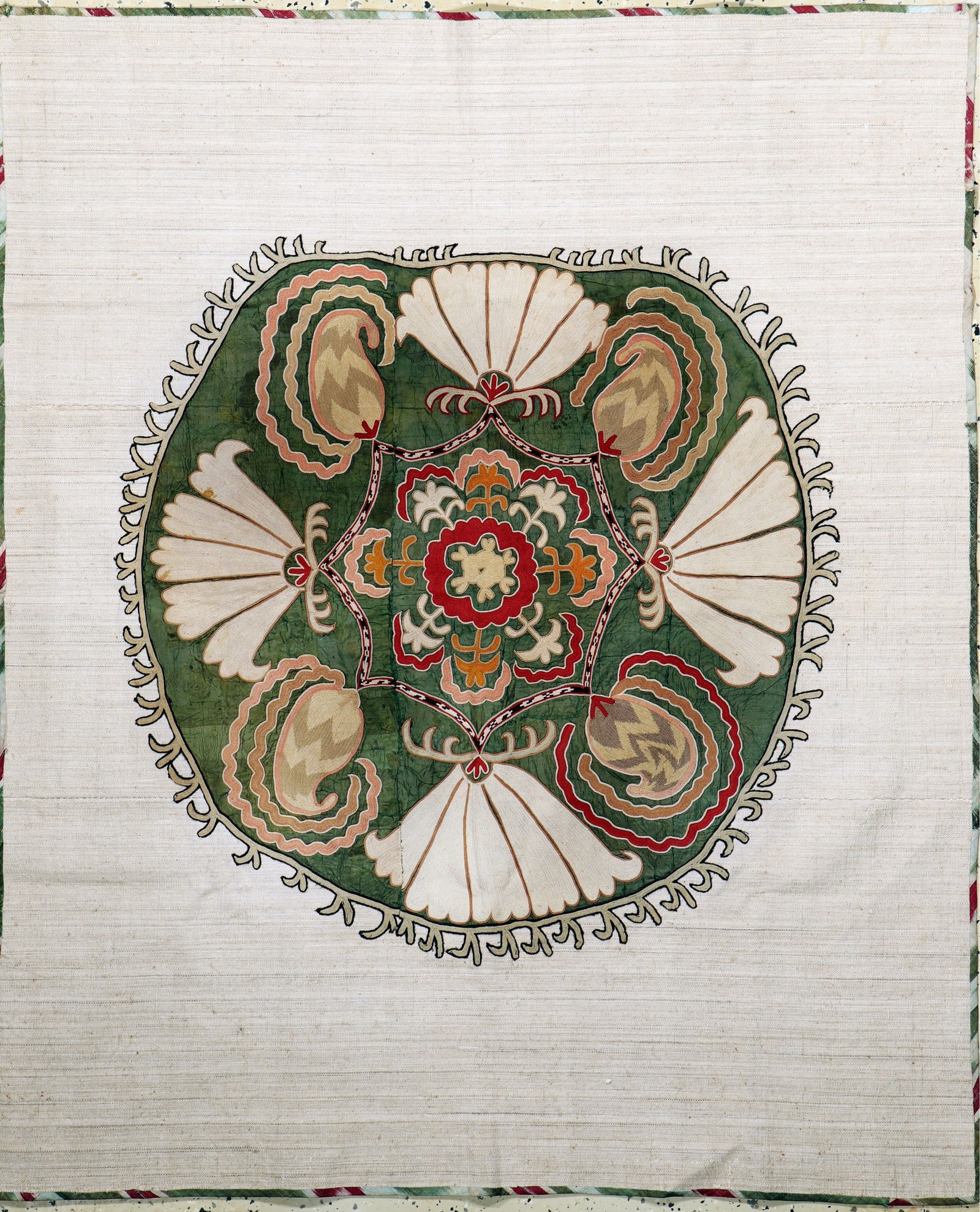 Silk-Susani, Uzbekistan, around 1900, silk embroidery (1 of 5)