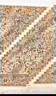 Hereke silk fine Turkey, signed, mid 20th century: Hereke silk fine Turkey, signed, mid 20th century, pure natural silk # 'metal brocade #', ca. 97 x 63 cm, approx. 1 million kn/sm, condition: 2. Rugs, Carpets & Flatweaves
