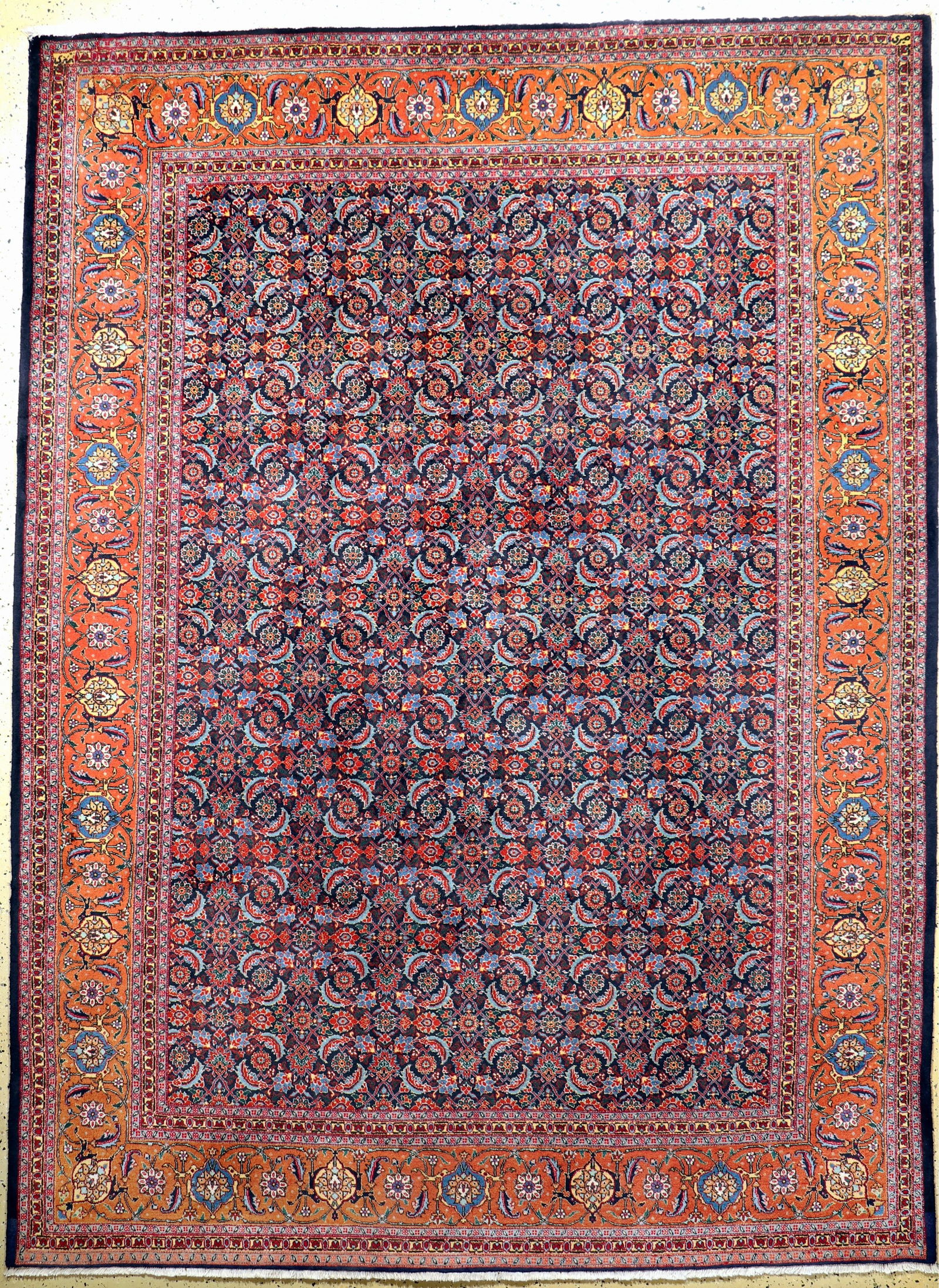 Tabriz (40 Raj) Persia, signed # 'Miri #', mid-20th: Tabriz (40 Raj) Persia, signed # 'Miri #', mid-20th century, corkwool on cotton, approx. 335x 243 cm, condition: 1-2 (cleaned). Rugs, Carpets & Flatweaves
