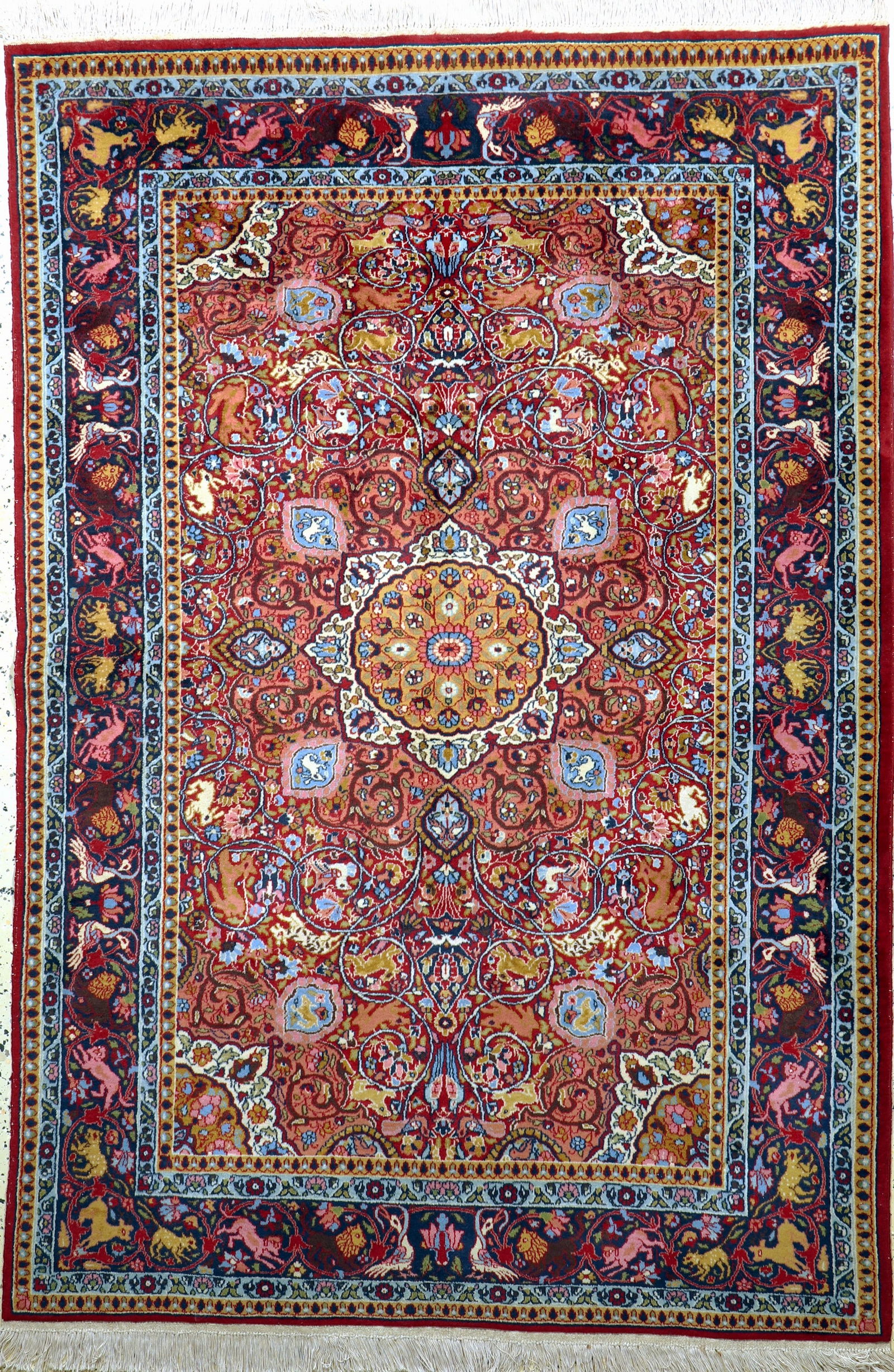 Lahor fine, Pakistan, mid -20th century, wool on cotton: Lahor fine, Pakistan, mid -20th century, wool on cotton, approx. 210 x 142 cm, condition: 2.Rugs, Carpets & Flatweaves