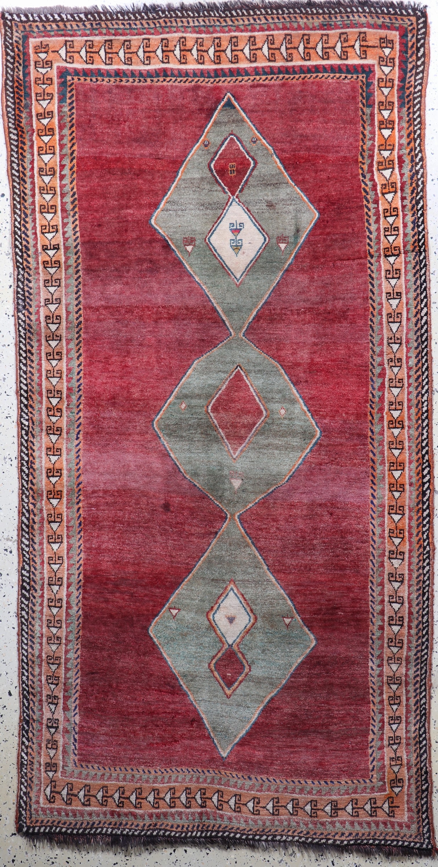 Gabbeh old, Persia, mid 20th century, wool on wool: Gabbeh old, Persia, mid 20th century, wool on wool, approx. 235 x 120 cm, moth damage, condition: 2. Rugs, Carpets & Flatweaves