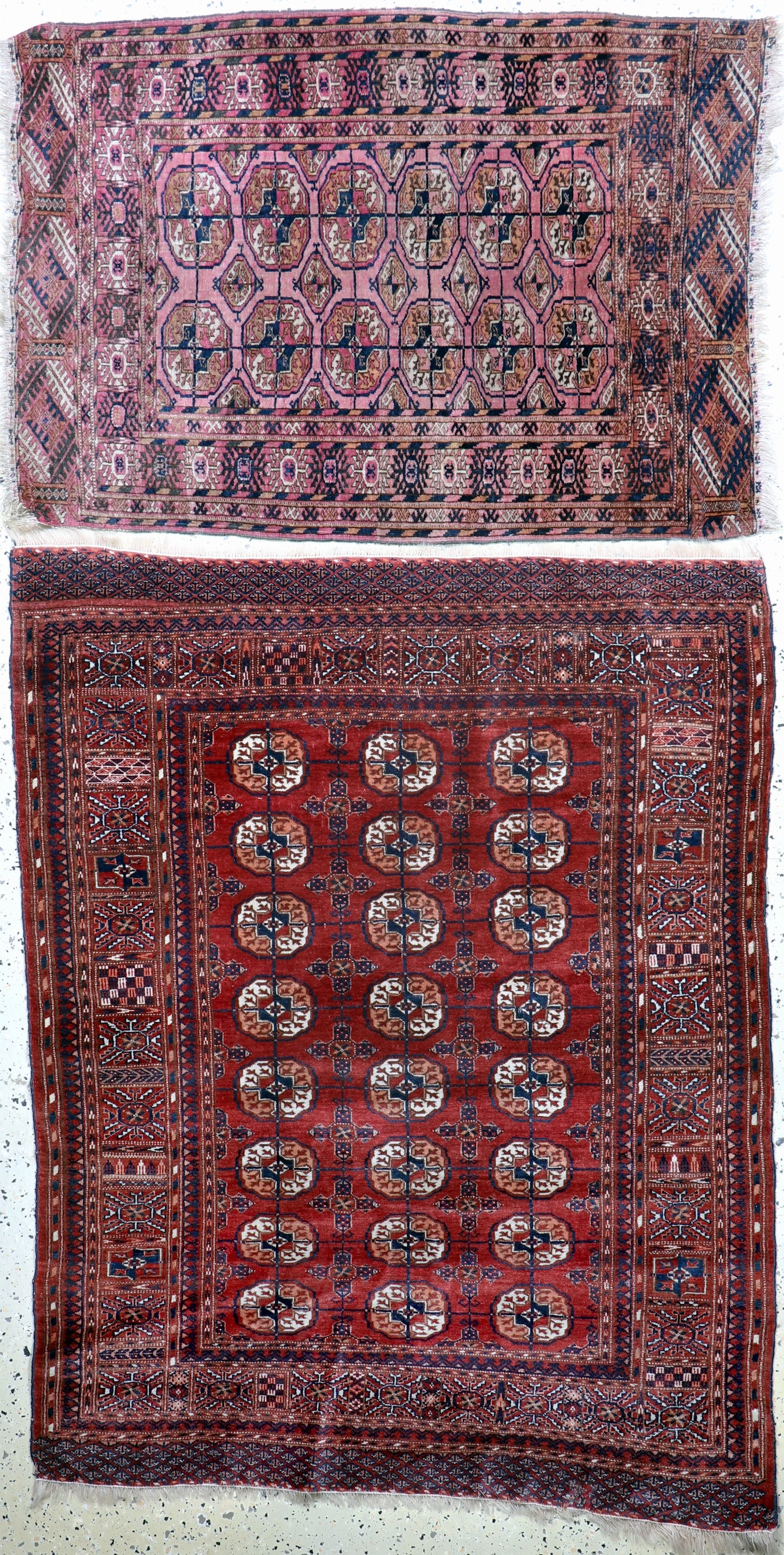 2 lots Buchara, Turkmenistan, early 20th century: 2 lots Buchara, Turkmenistan, early 20th century, wool on wool, approx. 160 x 122 cm, approx. 120 x 87 cm, condition: 2-3. Rugs, Carpets & Flatweaves