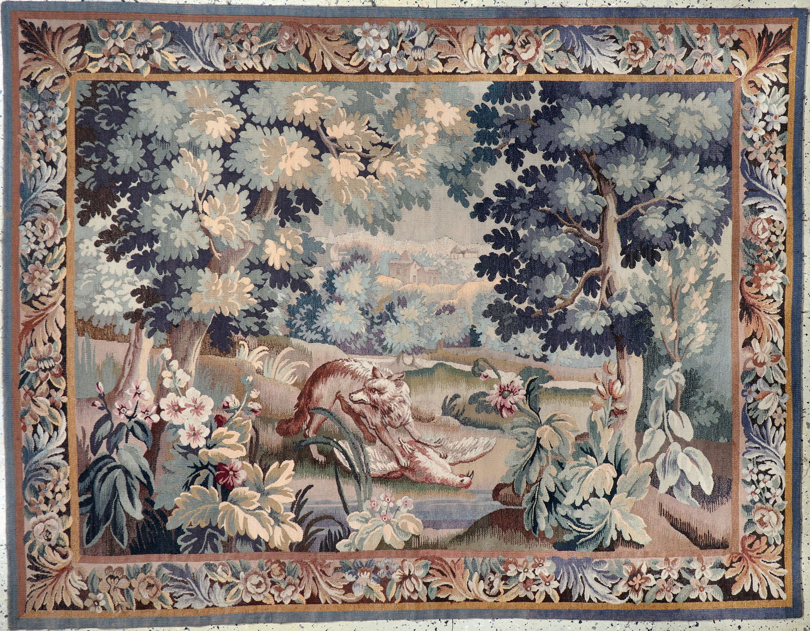 Flanders#'Tappiserie#', early 20th century, wool on: Flanders#'Tappiserie#', early 20th century, wool on cotton, approx. 215 x 166 cm, condition: 2. Rugs, Carpets & Flatweaves