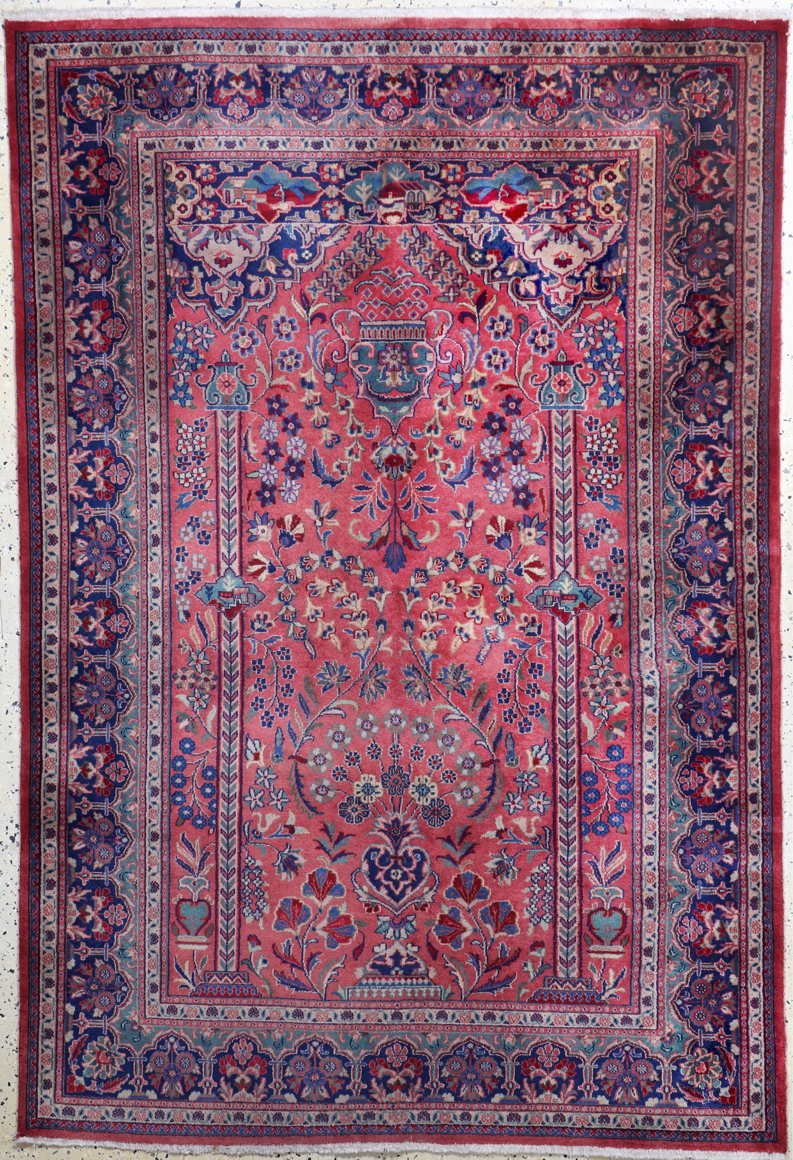 Kashan fine, India, late 20th century, corkwool on: Kashan fine, India, late 20th century, corkwool on cotton, approx. 210 x 140 cm, in need of cleaning, condition: 2. Rugs, Carpets & Flatweaves