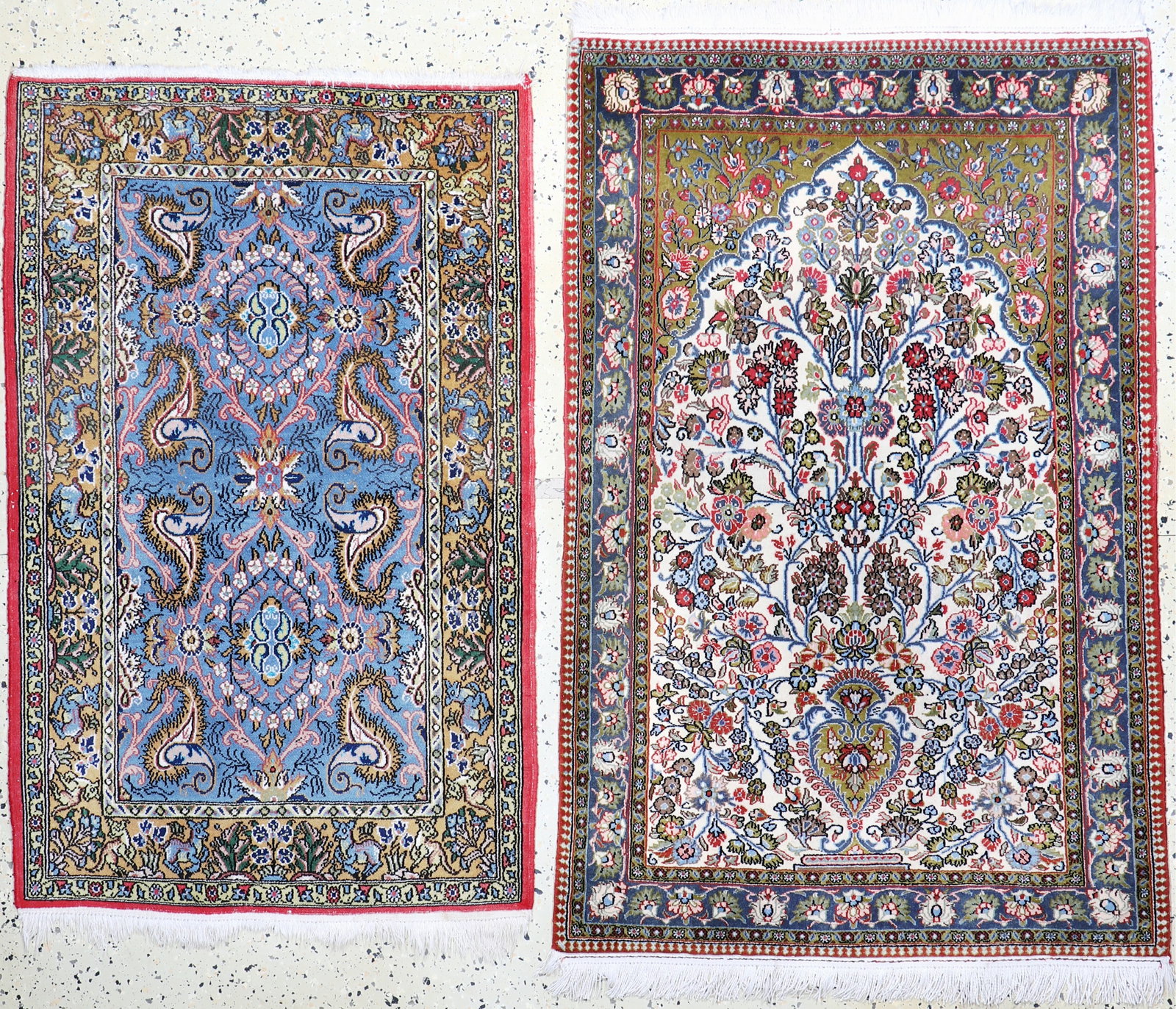 2 lots of Qum cork, Persia, late 20th century,corkwool: 2 lots of Qum cork, Persia, late 20th century,corkwool, approx. 133 x 90 cm, condition: 2. Rugs, Carpets & Flatweaves