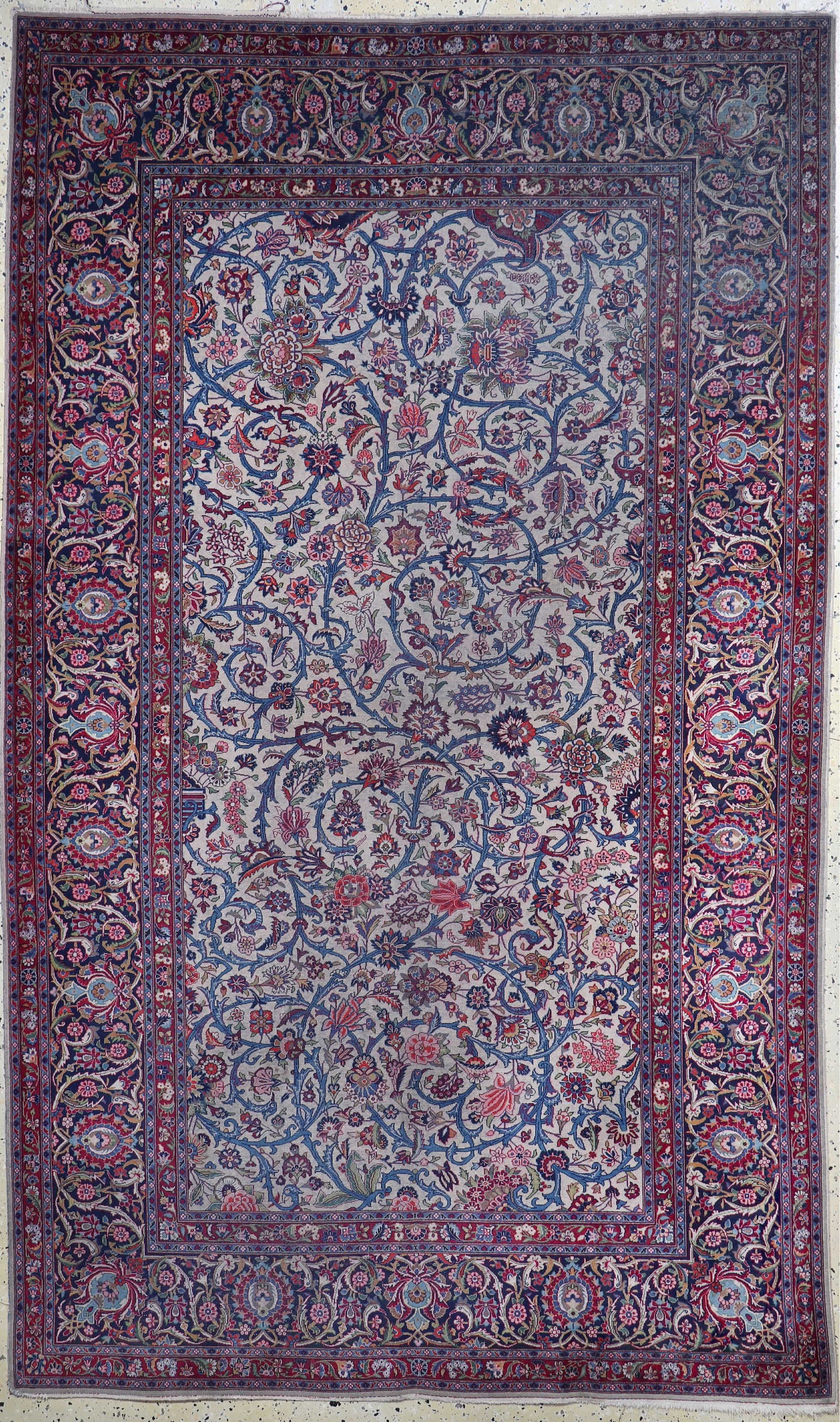 Kashan cork fine, Persia, early 20th century, corkwool on: Kashan cork fine, Persia, early 20th century, corkwool on cotton, approx. 265 x 160 cm, condition: 3-4. Rugs, Carpets & Flatweaves