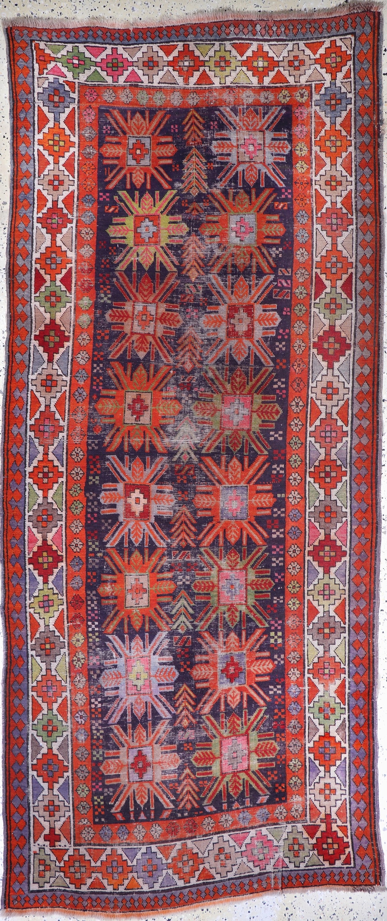 Antique Kazak, Caucasus, around 1900, wool on wool: Antique Kazak, Caucasus, around 1900, wool on wool, approx. 270 x 120 cm, condition: 3-4. Rugs, Carpets & Flatweaves