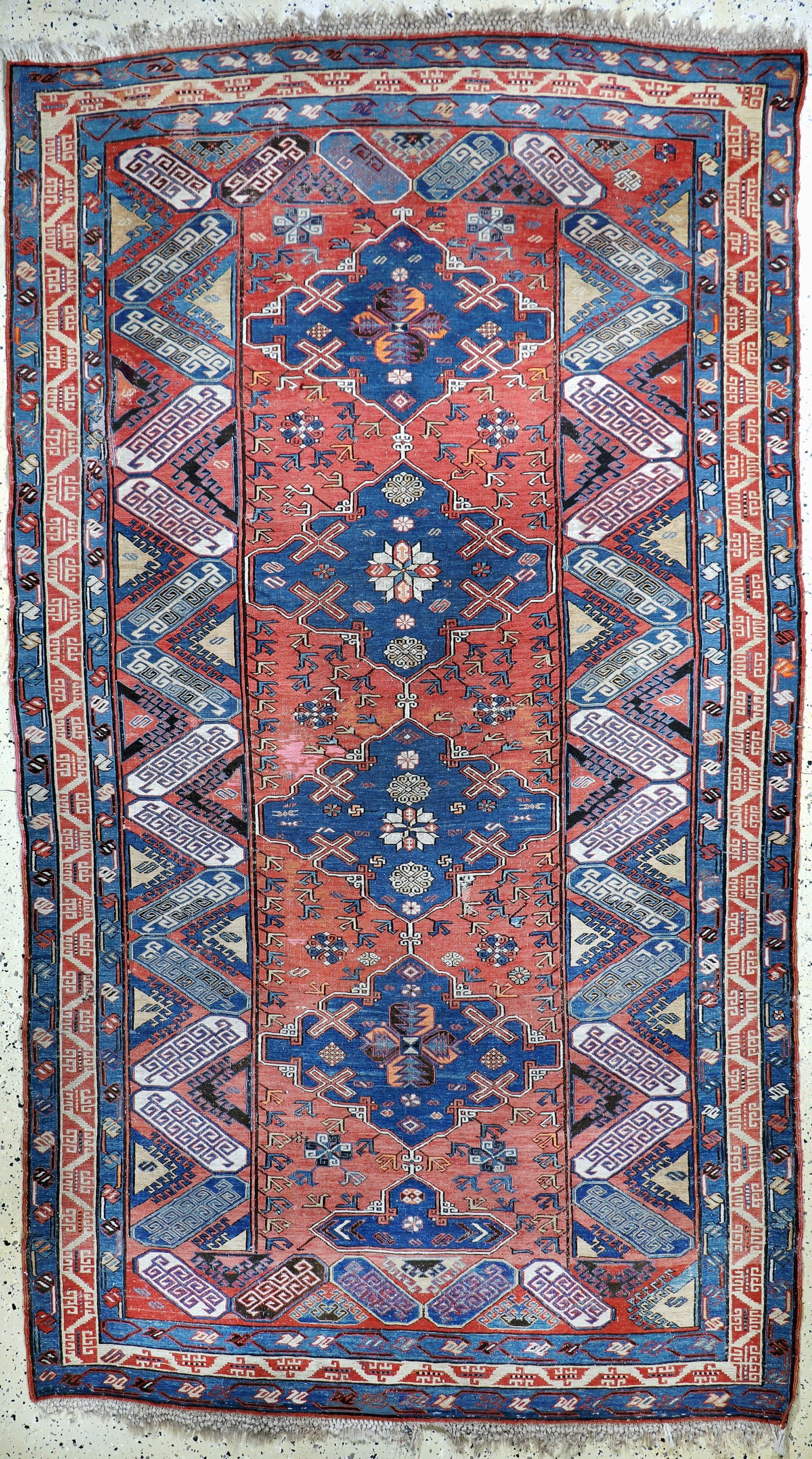 Antique Sumakh, Caucasus, 19th century, wool on wool: Antique Sumakh, Caucasus, 19th century, wool on wool, approx. 290 x 165 cm, condition: 2, (small restorations). Rugs, Carpets & Flatweaves