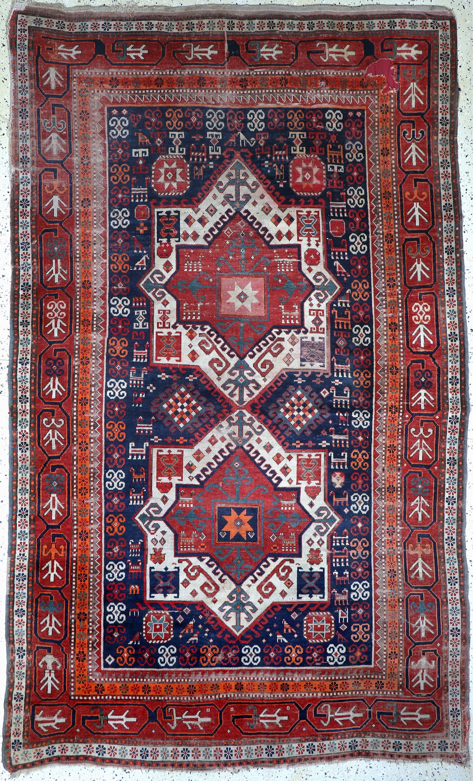 #'Fachalo#'Kazak antique, Caucasus, around 1900, wool: #'Fachalo#'Kazak antique, Caucasus, around 1900, wool on wool, approx. 275 x 168 cm, condition: 4. Rugs, Carpets & Flatweaves