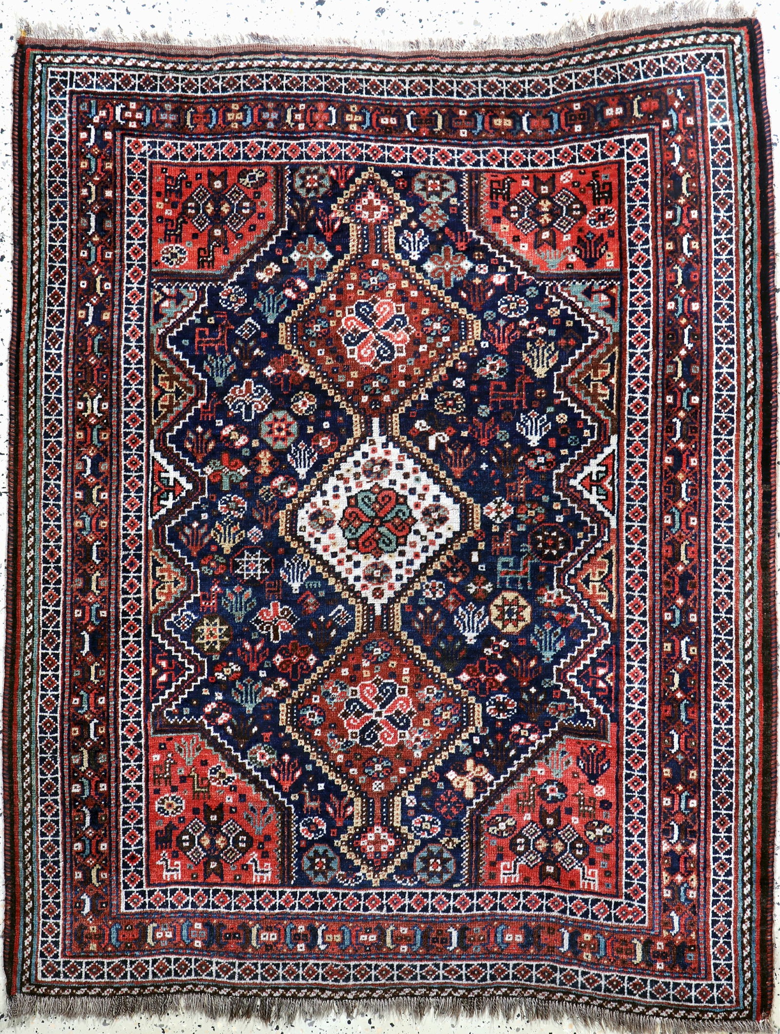 Ghashgai old, Persia, early 20th century, woolon wool: Ghashgai old, Persia, early 20th century, woolon wool, approx. 155 x 122 cm, condition: 2-3.Rugs Carpets & Flatweaves
