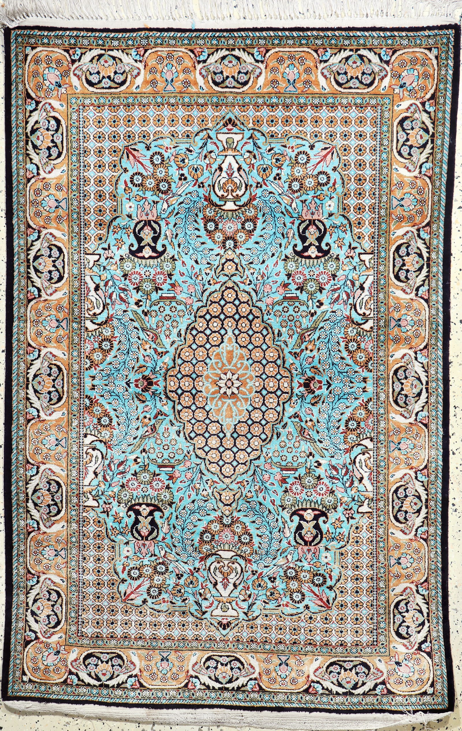 Qum silk, Persia, mid-20th century, pure natural (1 of 6)