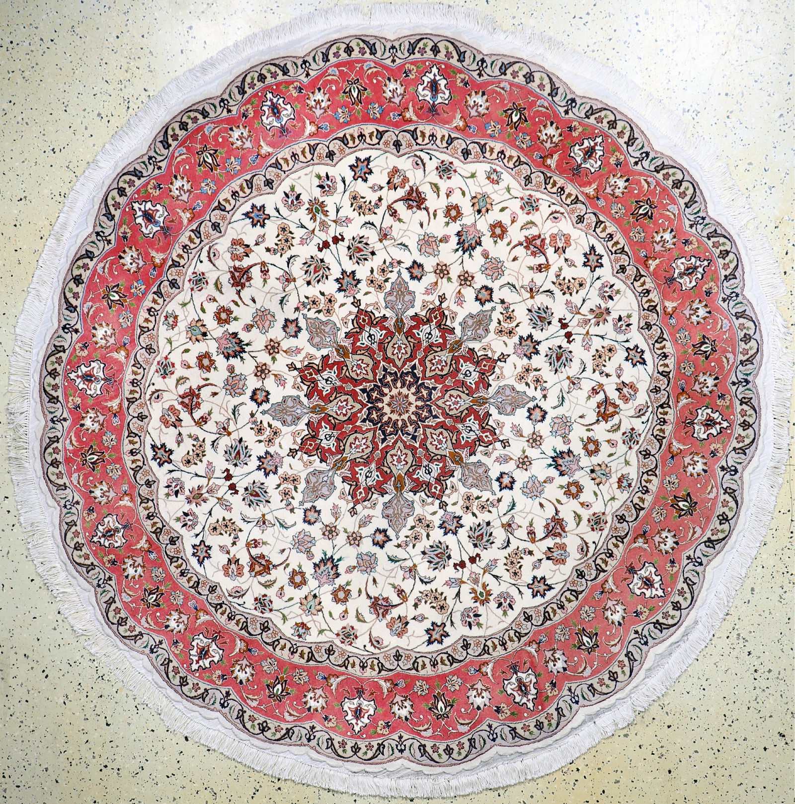 Tabriz fine, Persia, late 20th century, corkwool: Tabriz fine, Persia, late 20th century, corkwool with silk, diam. 204cm, condition: 2.Rugs, Carpets & Flatweaves