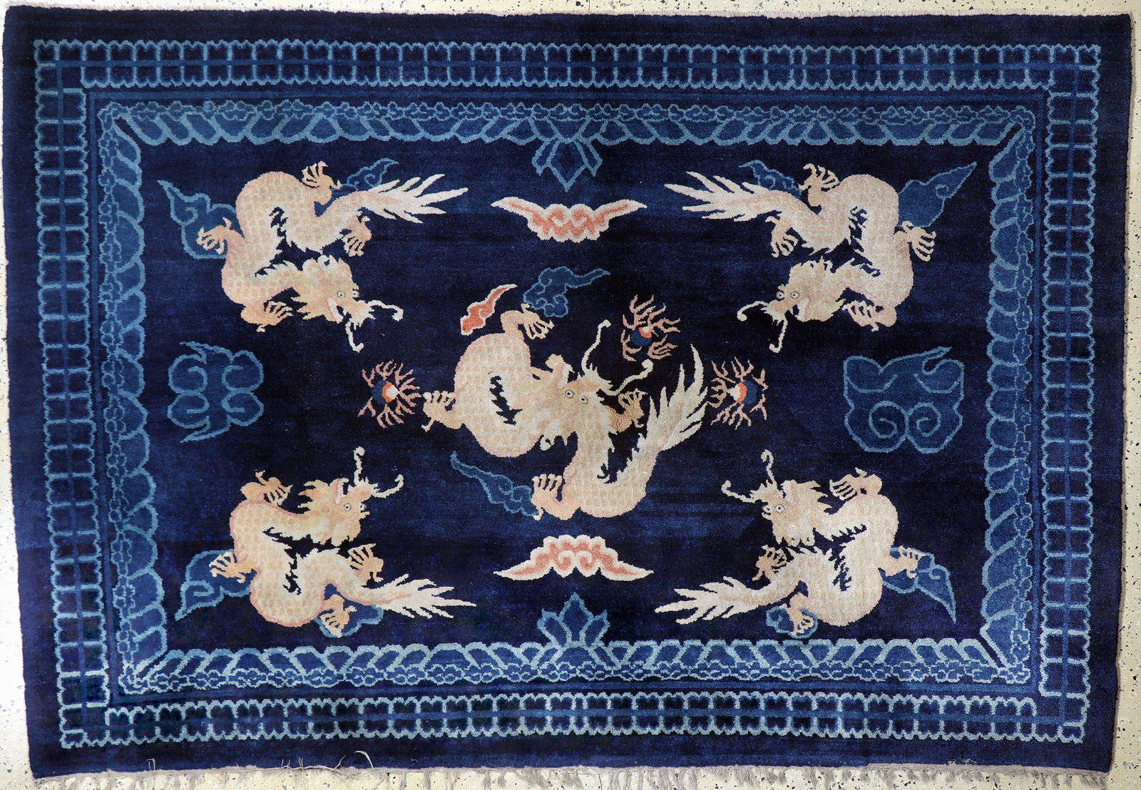 Pao Tow # 'Drachen-Carpet #' antique, China, around 1900 (1 of 7)
