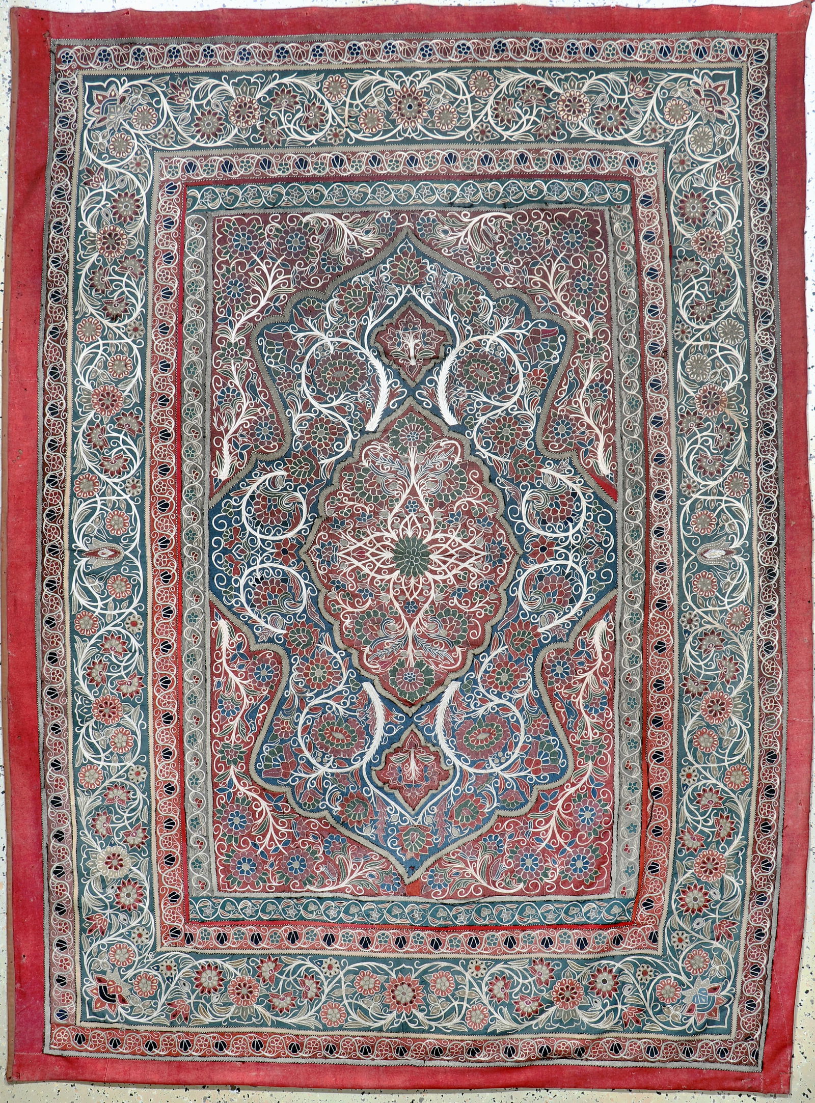 #'Rascht#'Susani#'antique, Persia, 19th century: #'Rascht#'Susani#'antique, Persia, 19th century, cotton embroidery, approx. 217 x 160 cm, condition: 3. Rugs, Carpets & Flatweaves