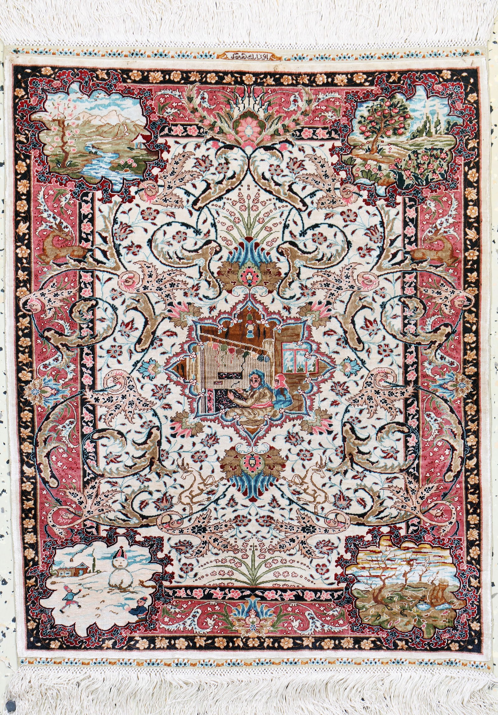 Hereke silk very fine, signed#'Oezipek, Turkey,late 20th (1 of 7)