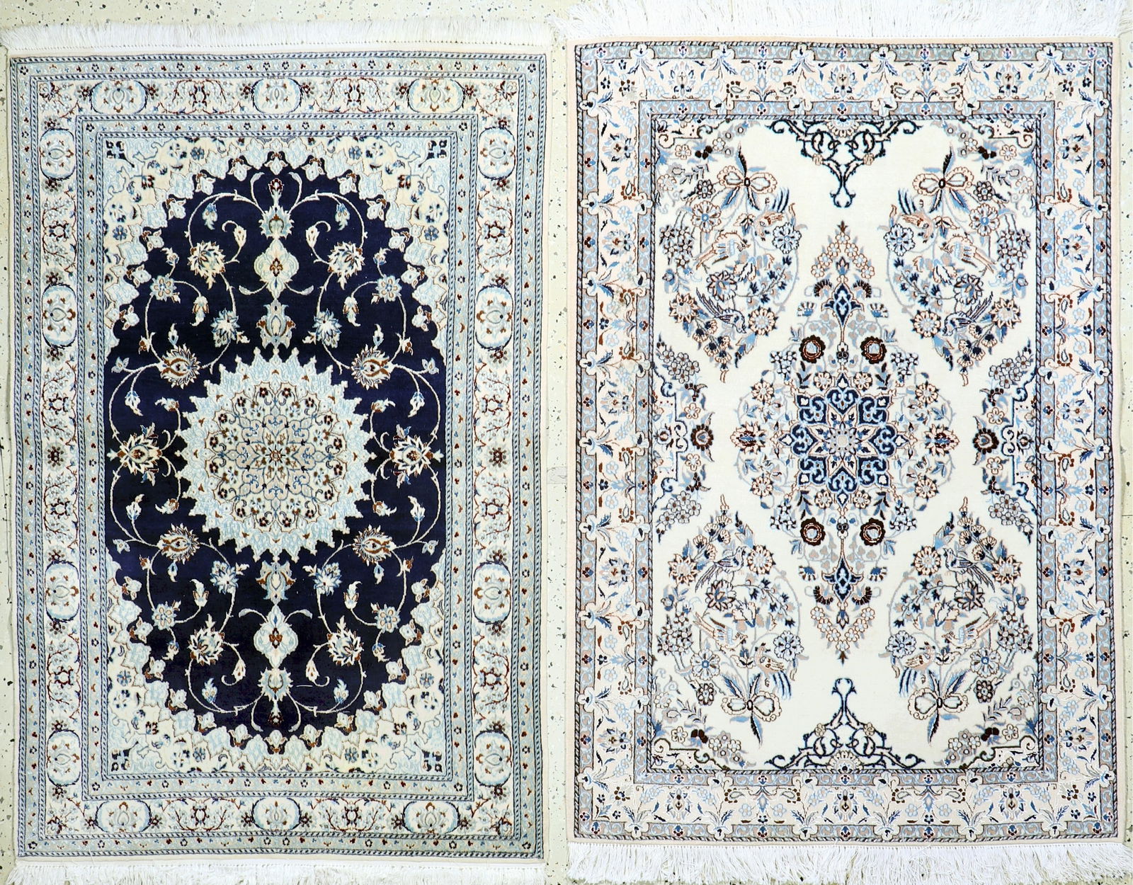 2 Lots Nain fine Persia, late 20th century, corkwool: 2 Lots Nain fine Persia, late 20th century, corkwool with silk, approx. 148 x 96 cm, condition: 2 (small stain), approx. 650,000 kn/sm.. Rugs, Carpets & Flatweaves