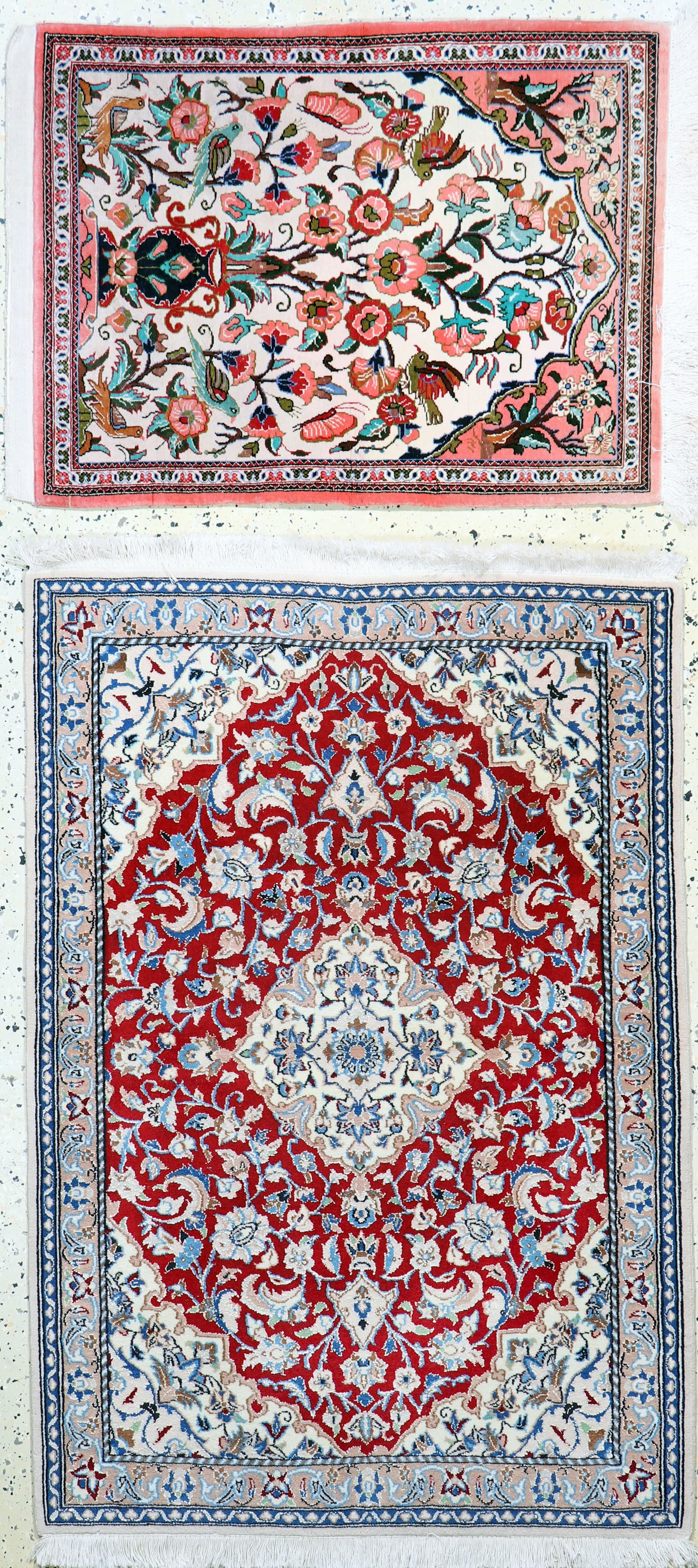 2 Lots Nain fine(9 La), approx. 125 x 85 cm, Qum cork: 2 Lots Nain fine(9 La), approx. 125 x 85 cm, Qum cork, approx. 80 x 60 cm, late 20th century, corkwool on cotton, condition: 2. Rugs, Carpets & Flatweaves