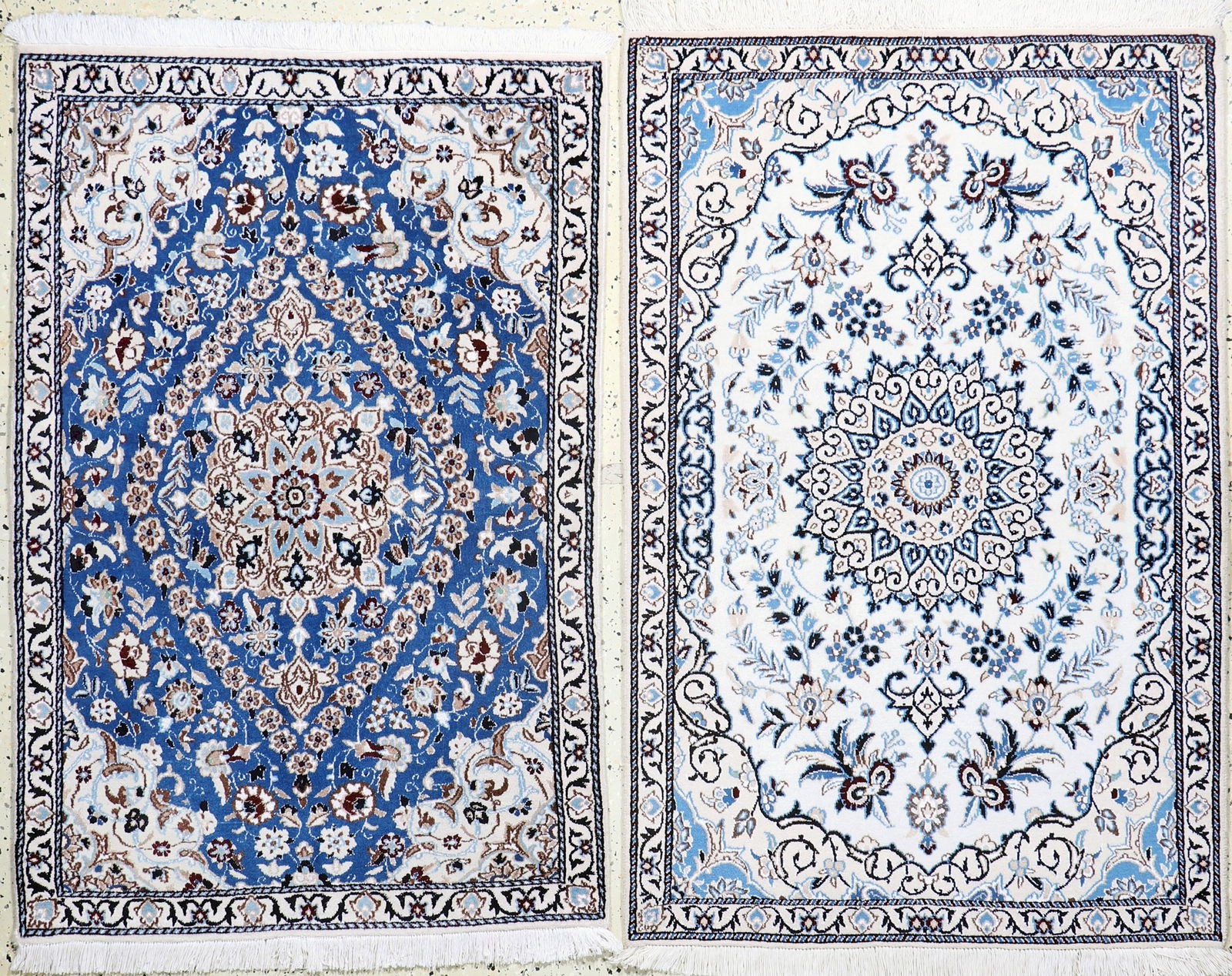 2 Lots Nain fine, Persia, late 20th century, corkwool: 2 Lots Nain fine, Persia, late 20th century, corkwool with silk, approx. 135 x 90 cm, condition: 2. Rugs, Carpets & Flatweaves