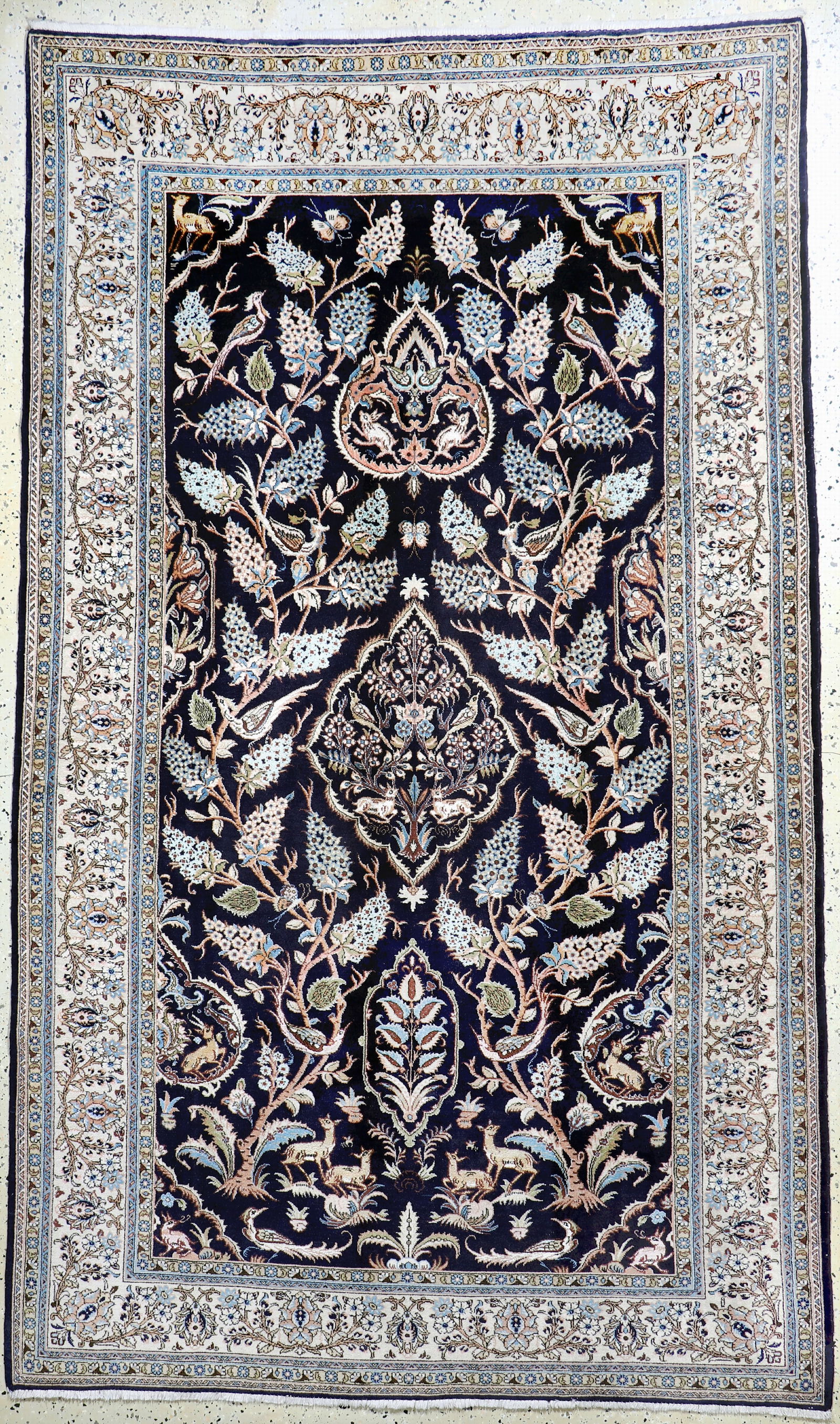 Qum old, Persia, mid-20th century, wool with silk (1 of 8)