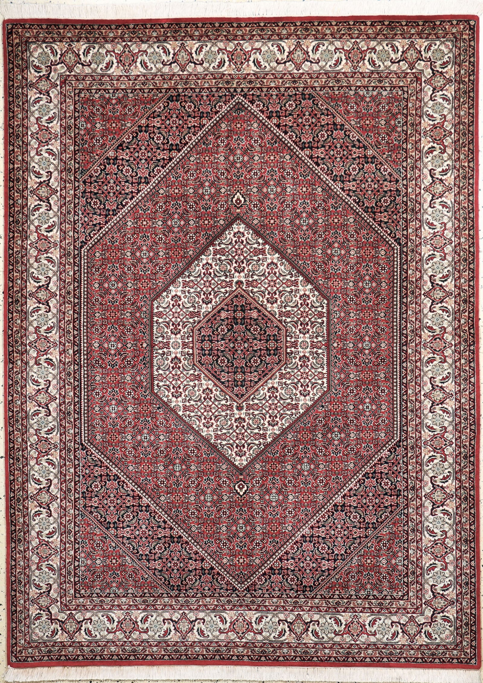 Bijar fine, India, late 20th century, corkwoolwith silk: Bijar fine, India, late 20th century, corkwoolwith silk, approx. 236 x 176 cm, condition: 1 -2. Rugs, Carpets & Flatweaves